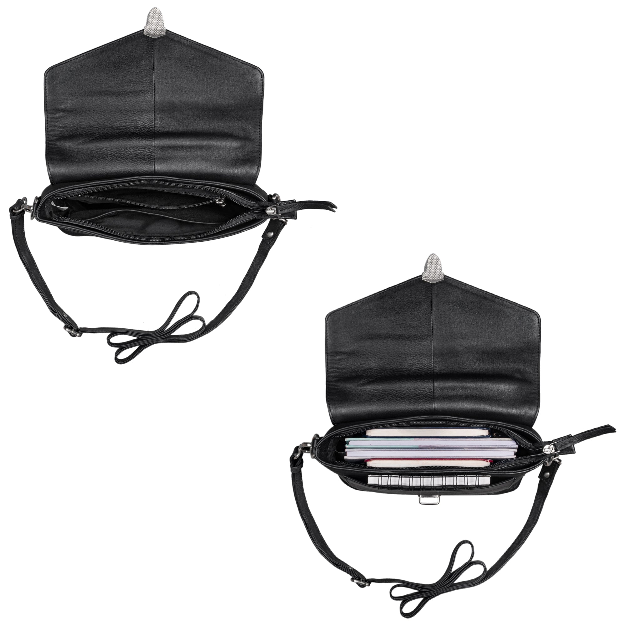 Leder Umhängetasche klein schwarz