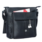 Ledertasche Kurier klein schwarz
