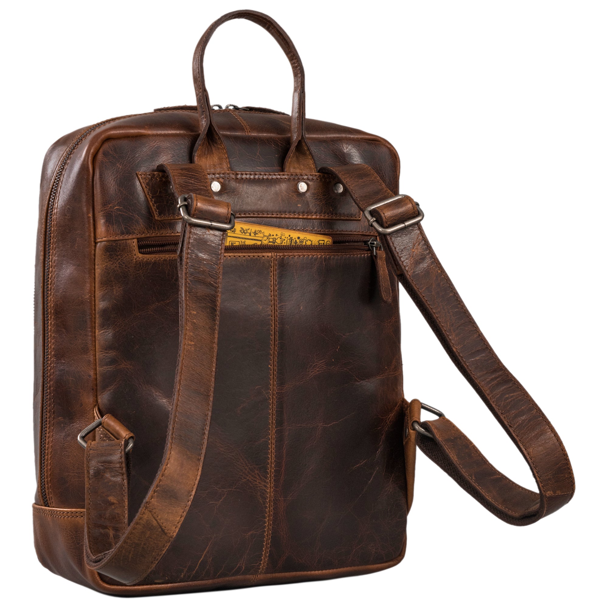 Laptop Rucksack in braunem Echtleder