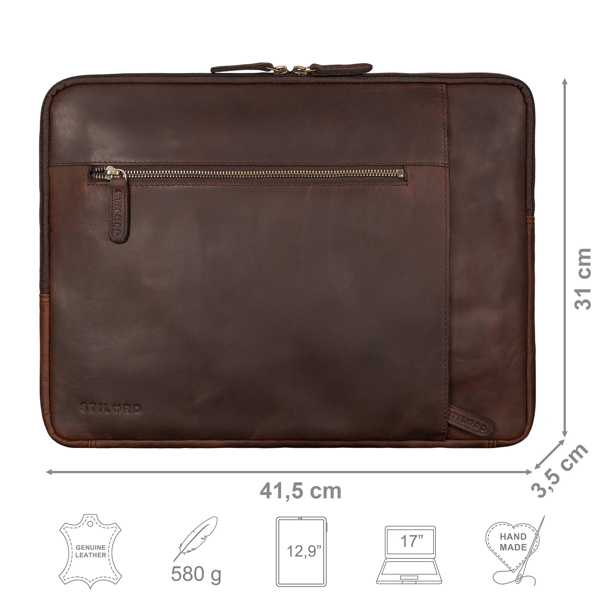Laptoptasche aus Leder in braun 17 Zoll