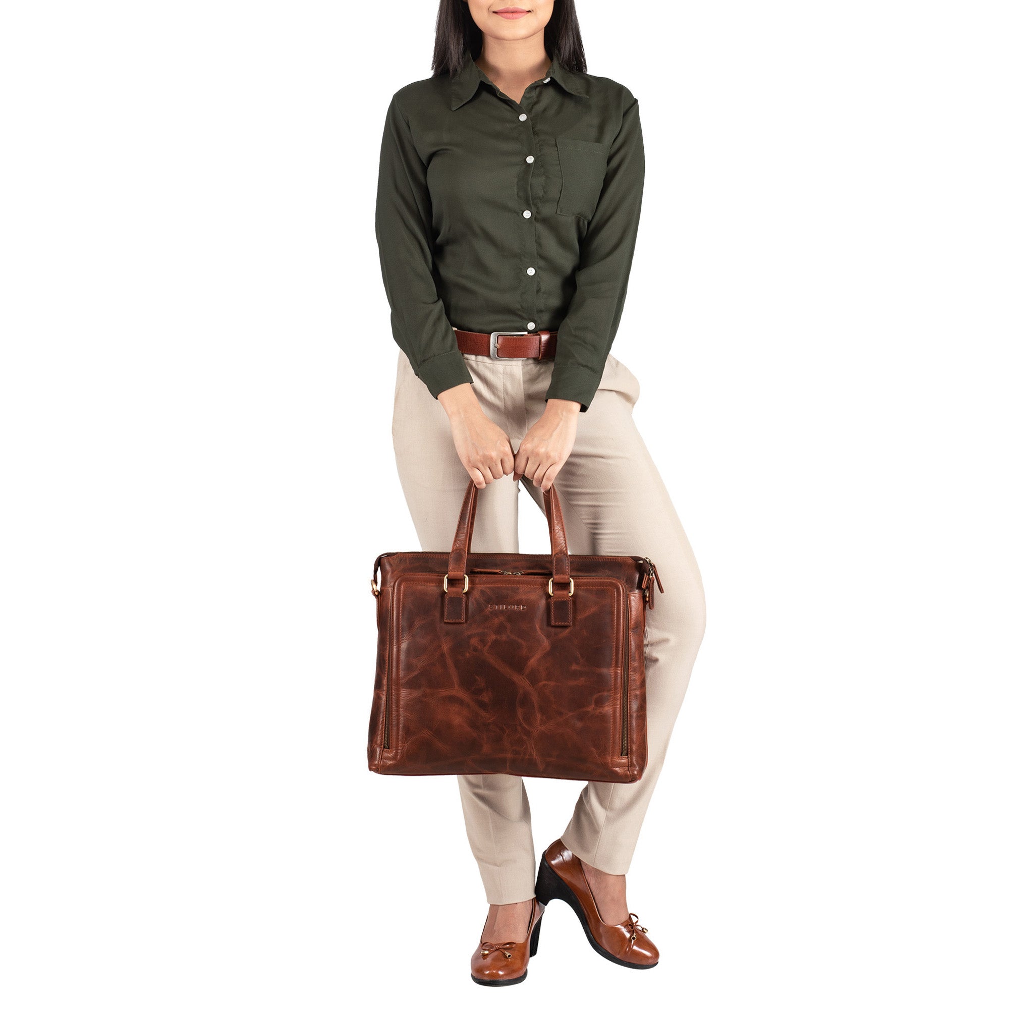 Cognac Farben Ledertasche