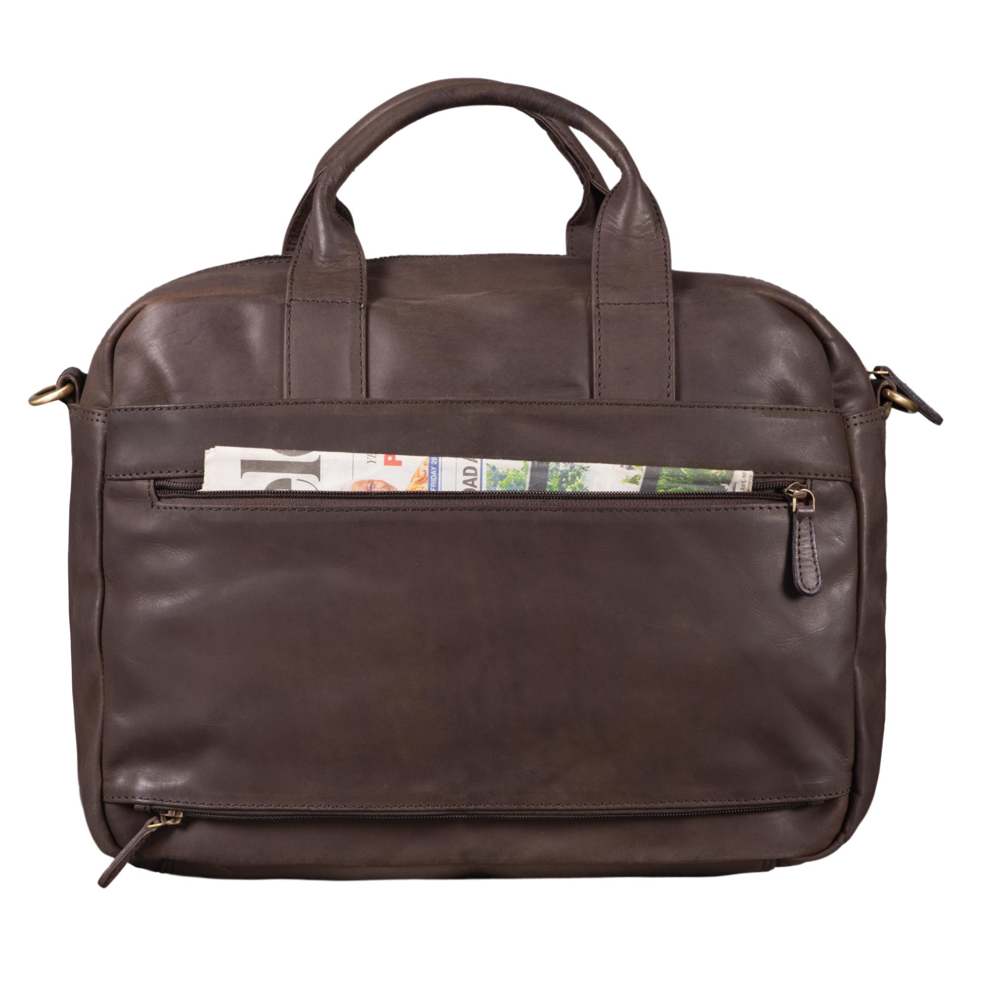 Leder Bürotasche mit Trolley Schlaufe