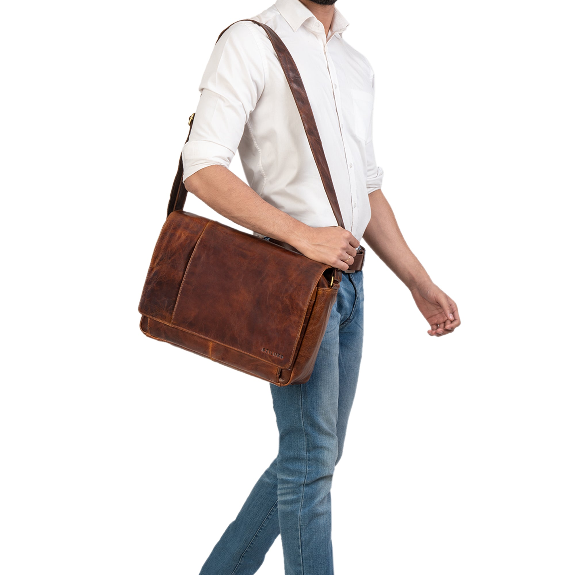 Schultertasche Braun Groß Leder