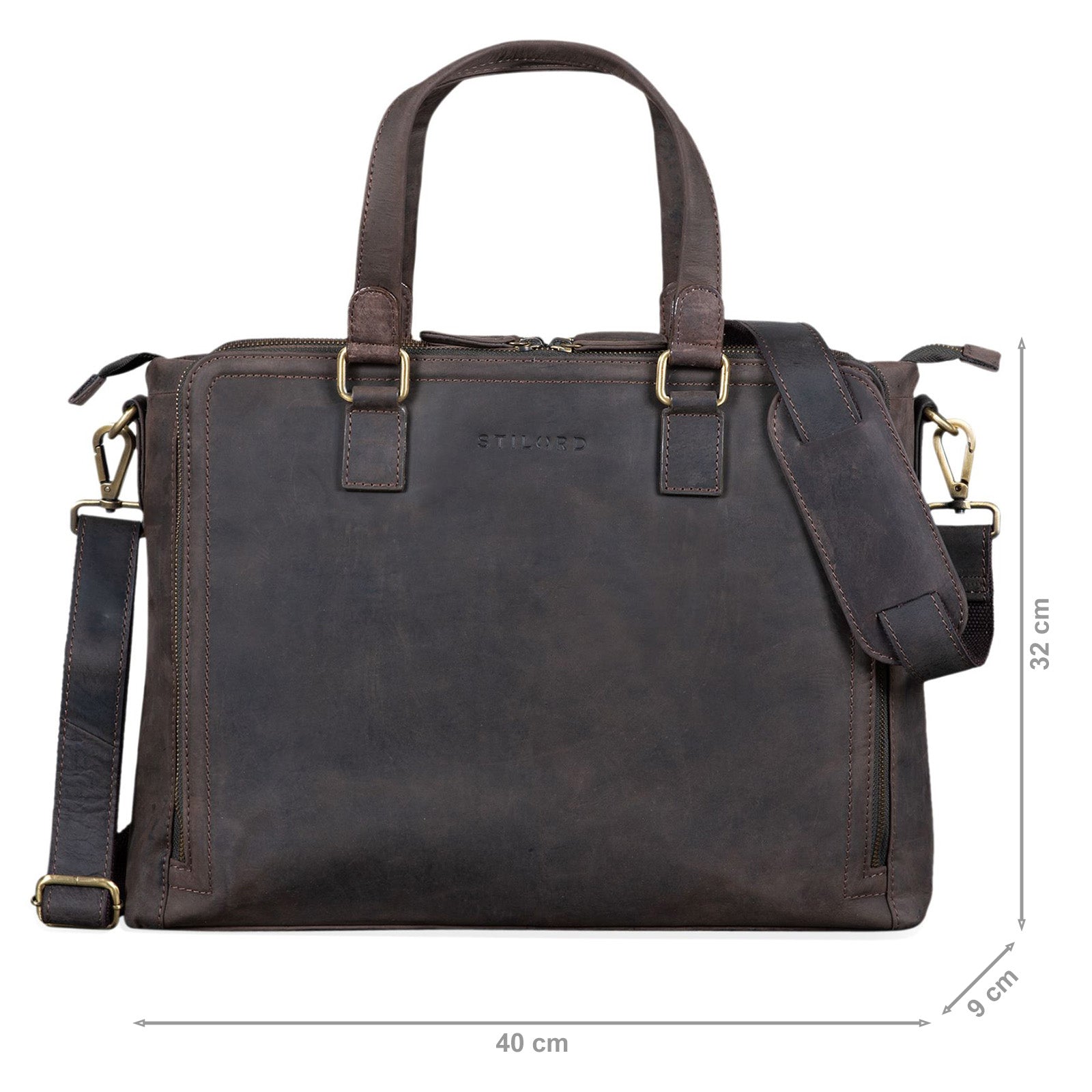 Leder Bürotasche dunkelbraun Frauen