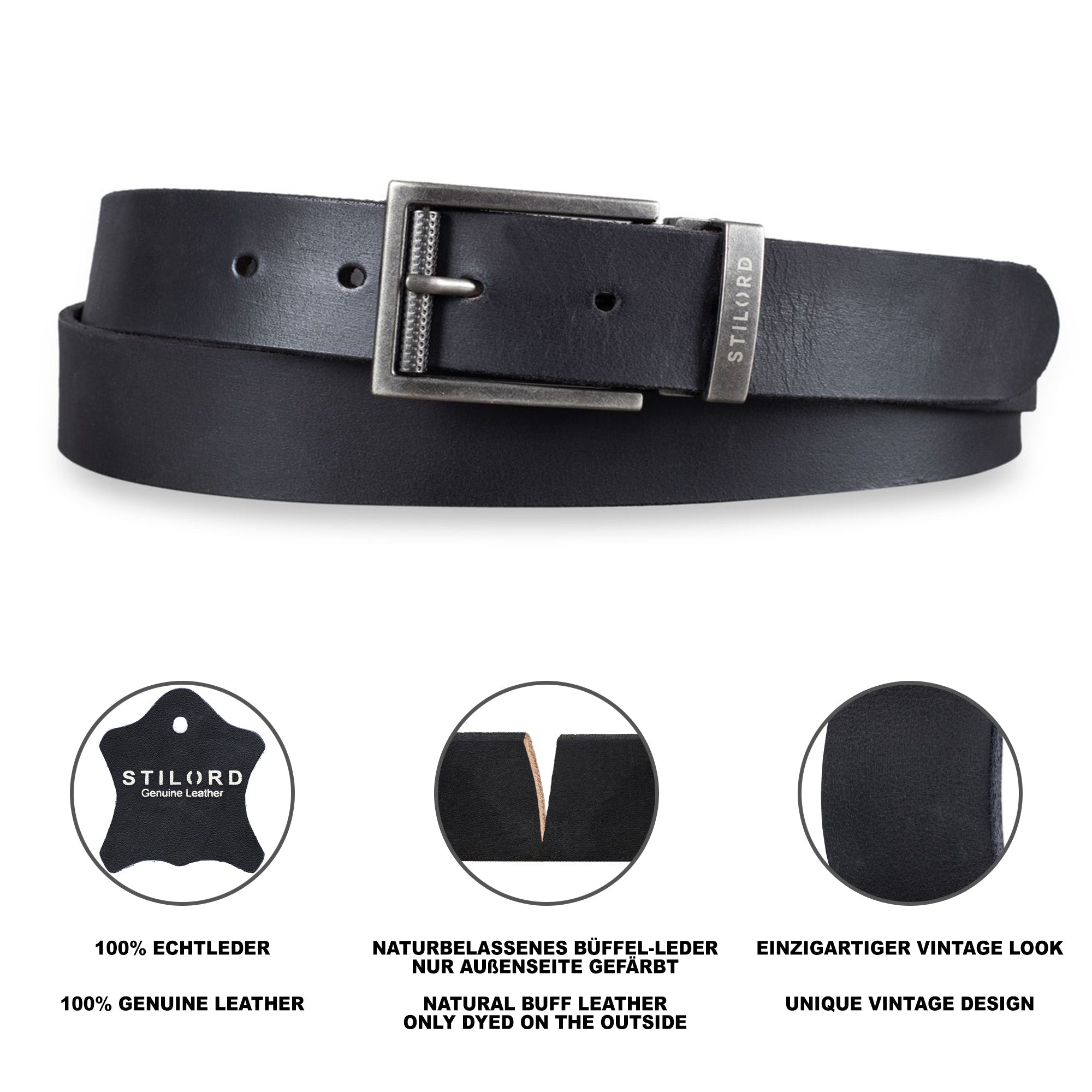 Schwarzer Businessgürtel Leder für Herren