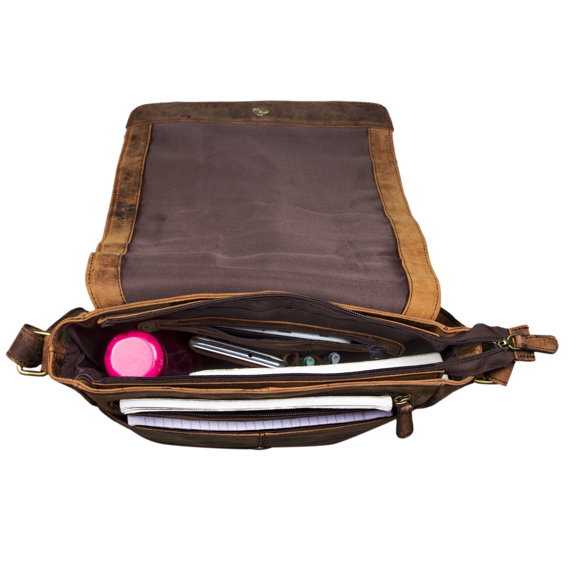 Herren Leder Handtasche Vintage braun