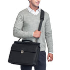 Leder Polster Schultertasche schwarz