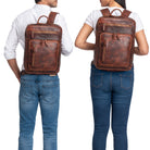Lederrucksack flach Damen Herren