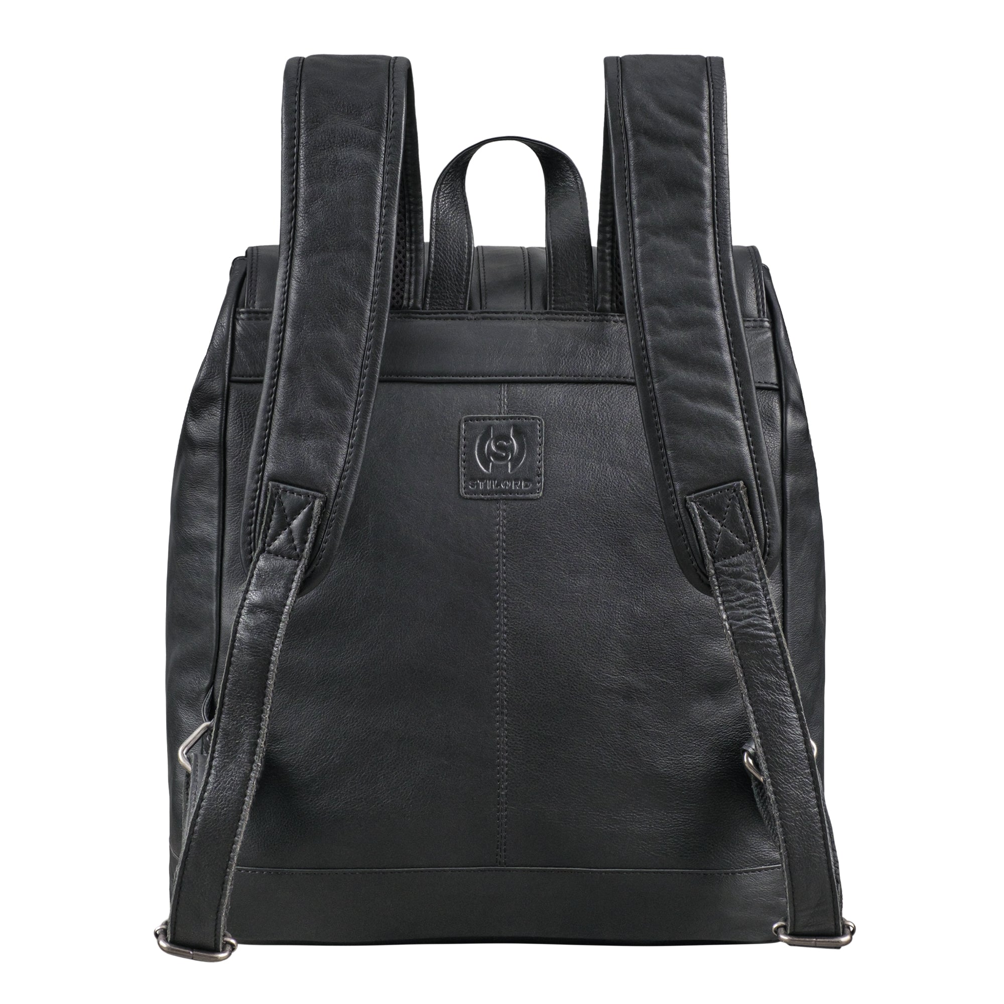 schwarzer Leder-Rucksack für Herren und Damen