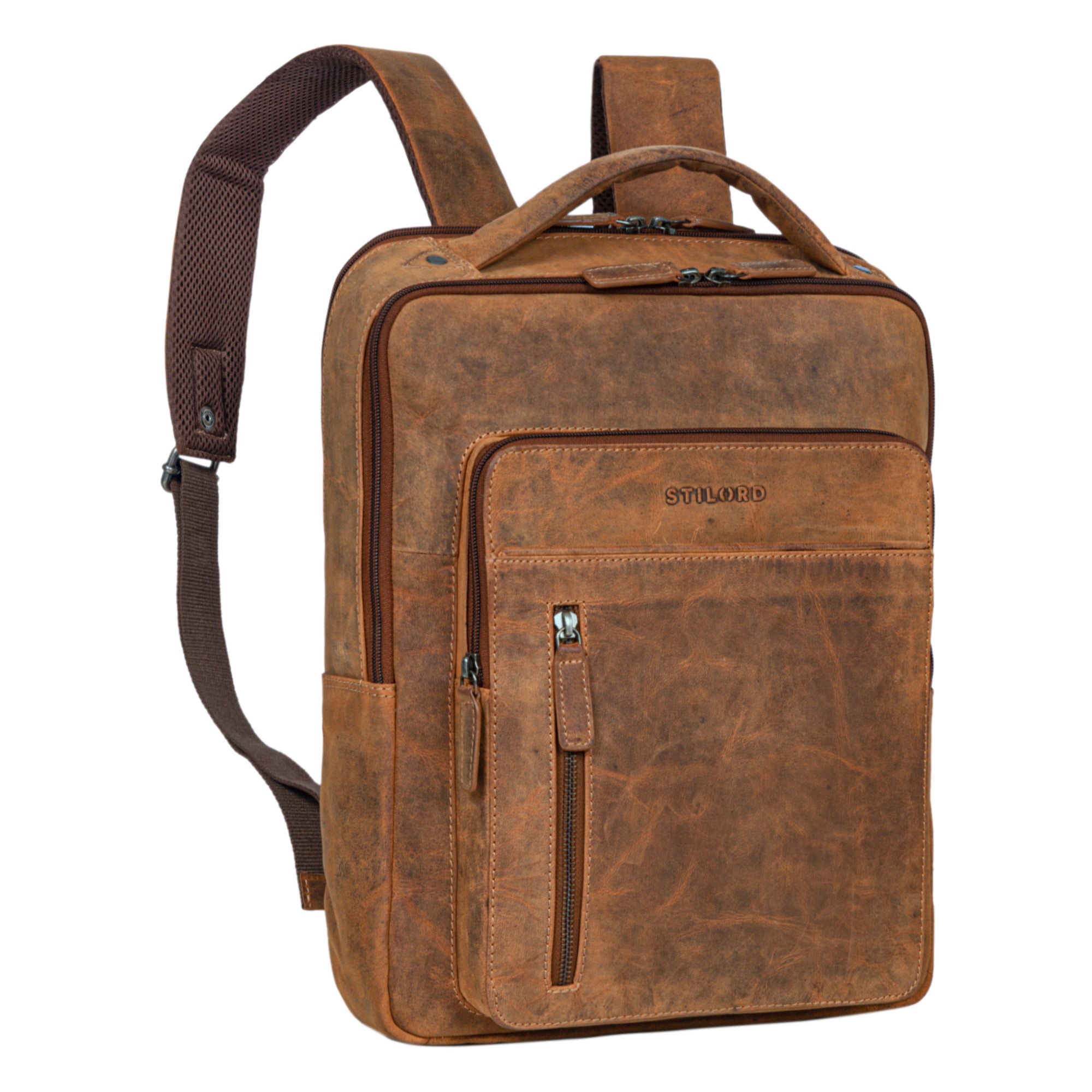 Großer Lederrucksack Braun Damen Herren