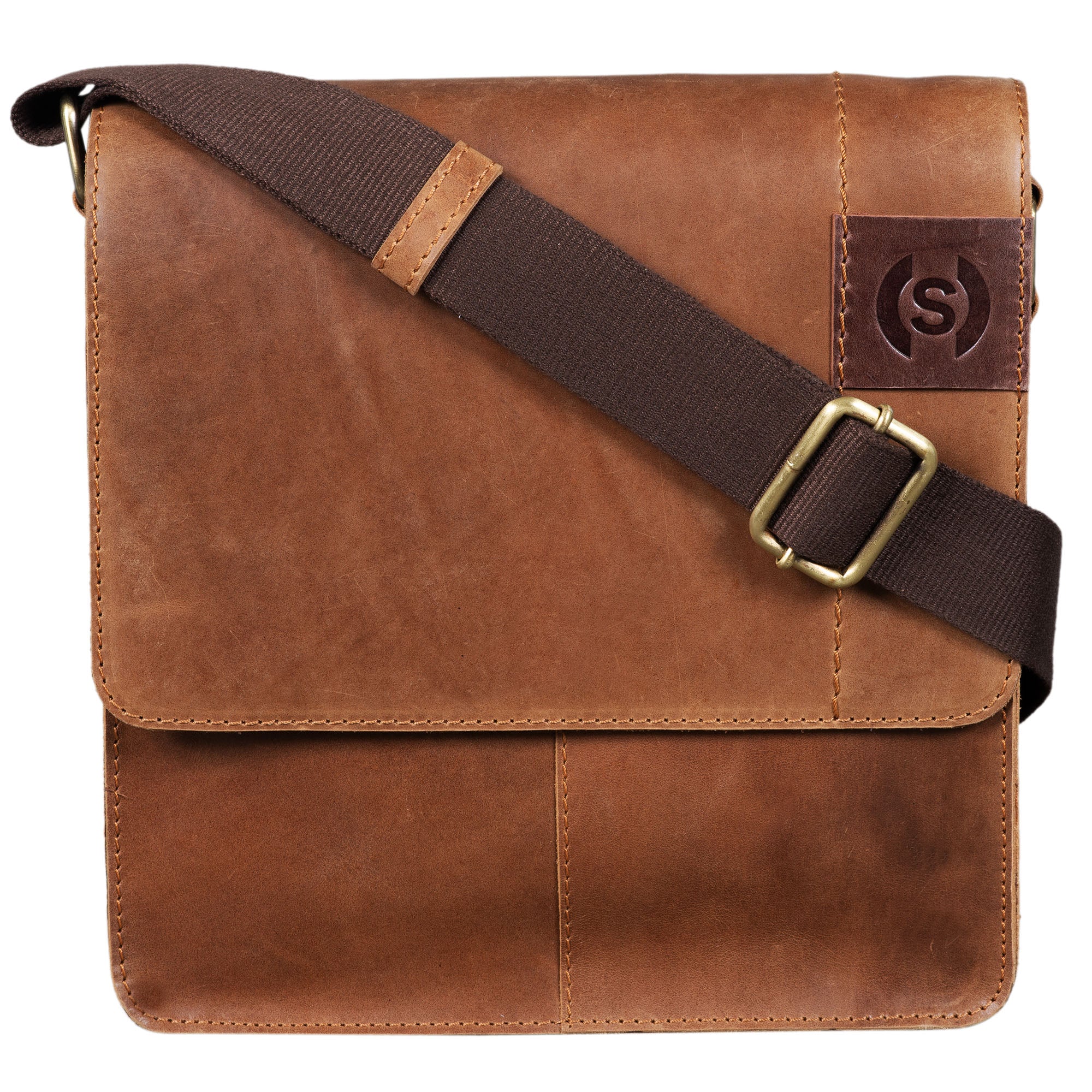 Vintage Ledertasche Schultertasche Herren braun
