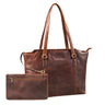 "Livia" Borsa Shopper Donna in Pelle Grande Set 2 Pezzi con Pochette o Portafoglio