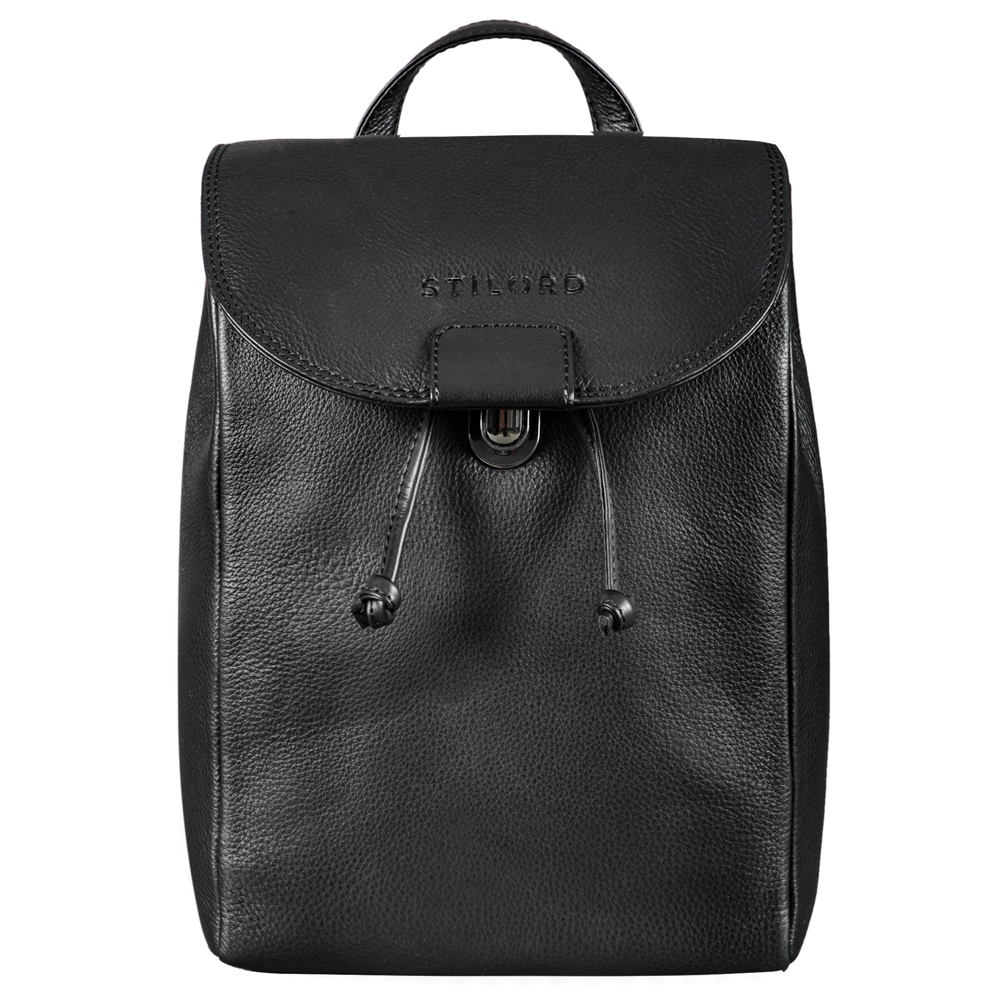 City Rucksack Damen Leder schwarz