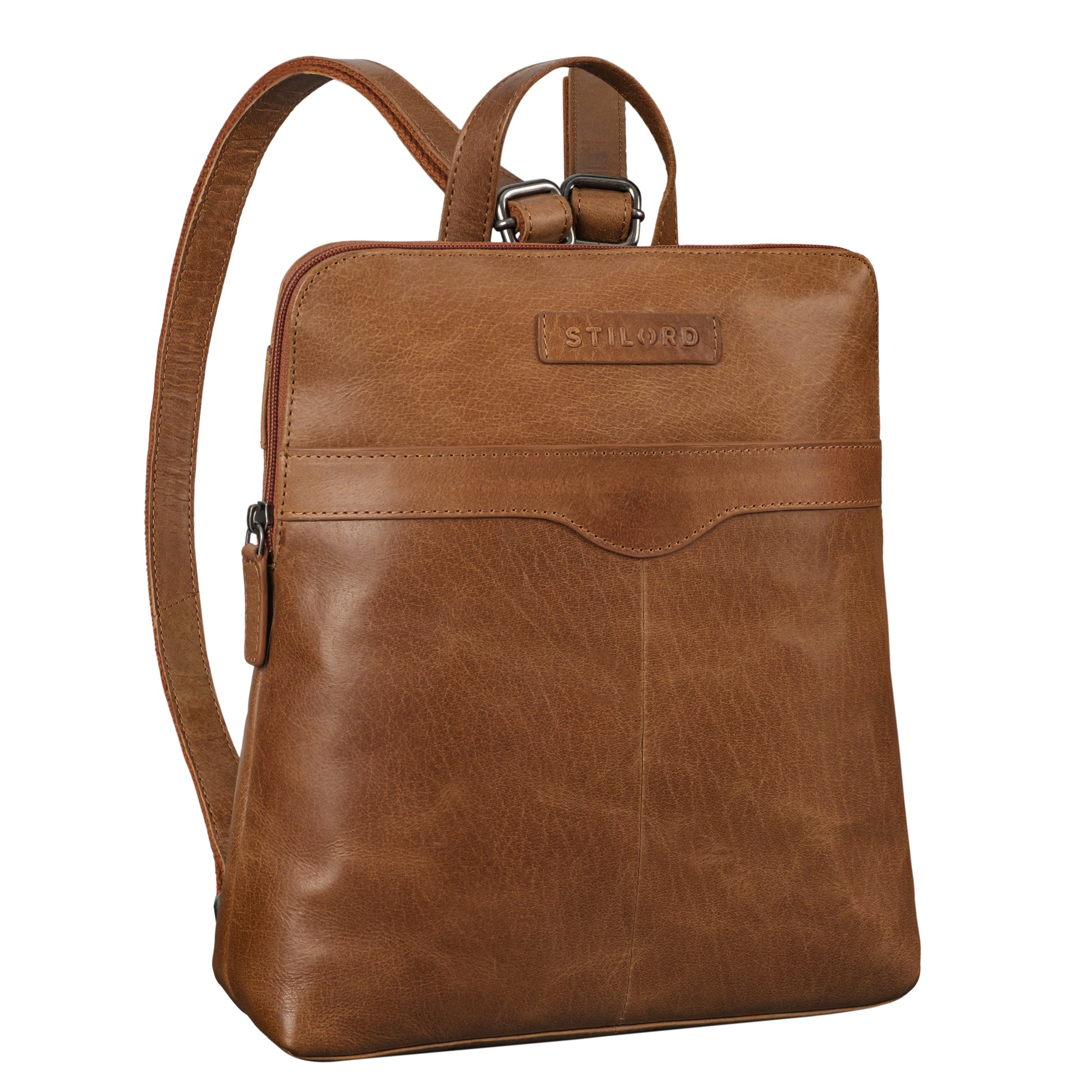 Lederrucksack braun Glattleder Frauen mittelgroß