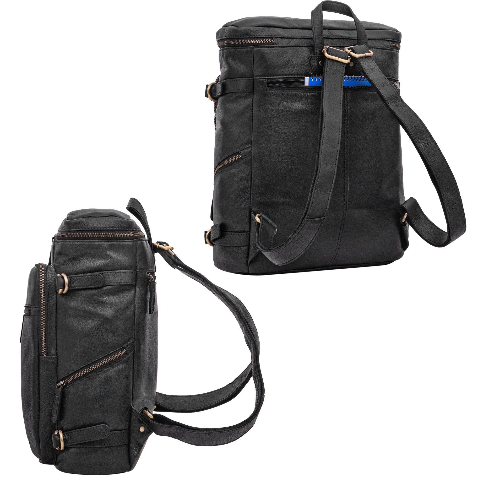großer Lederrucksack Arbeit Schwarz