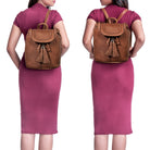 Retro lederrucksack modern daypack braun