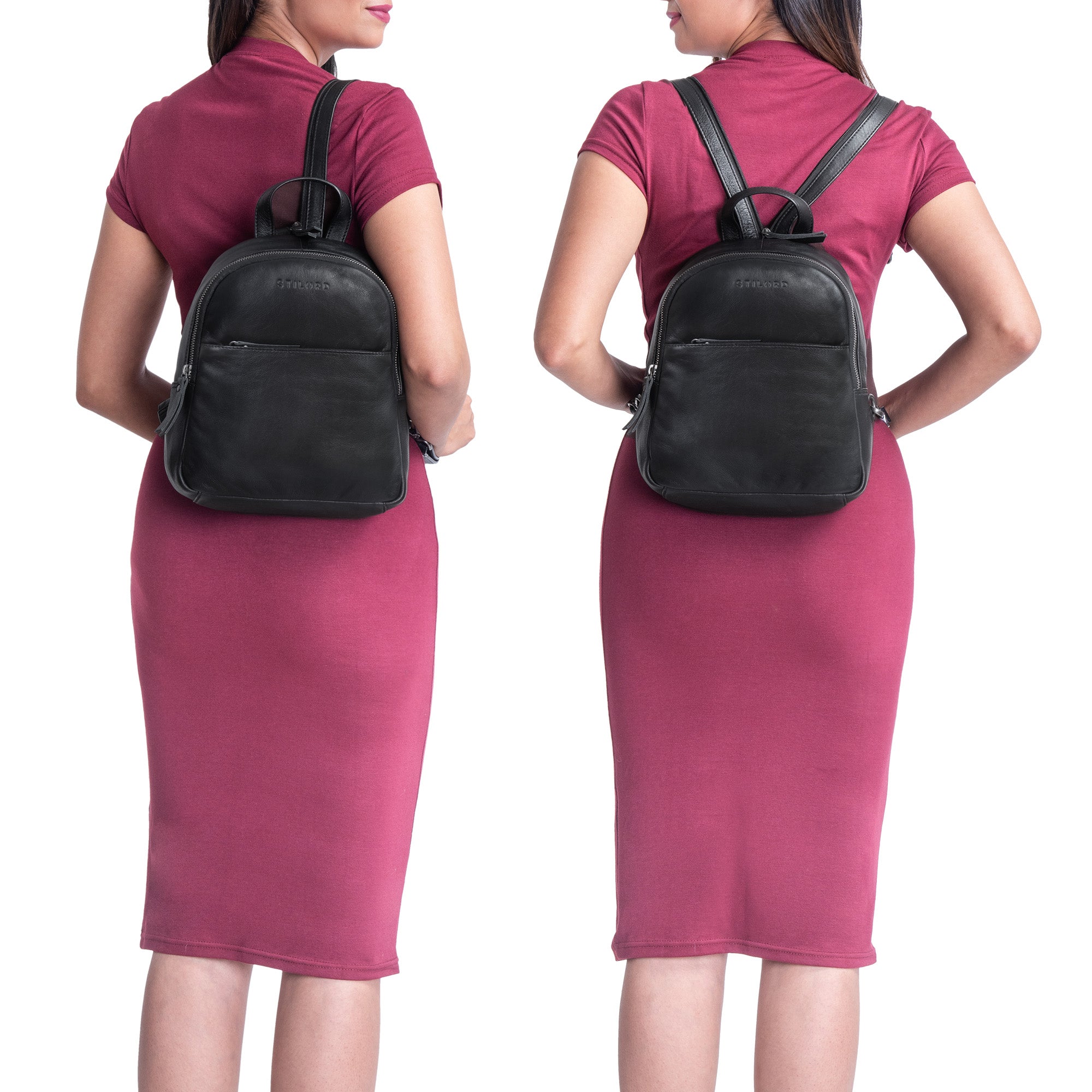 Schwarzer Lederrucksack Damen