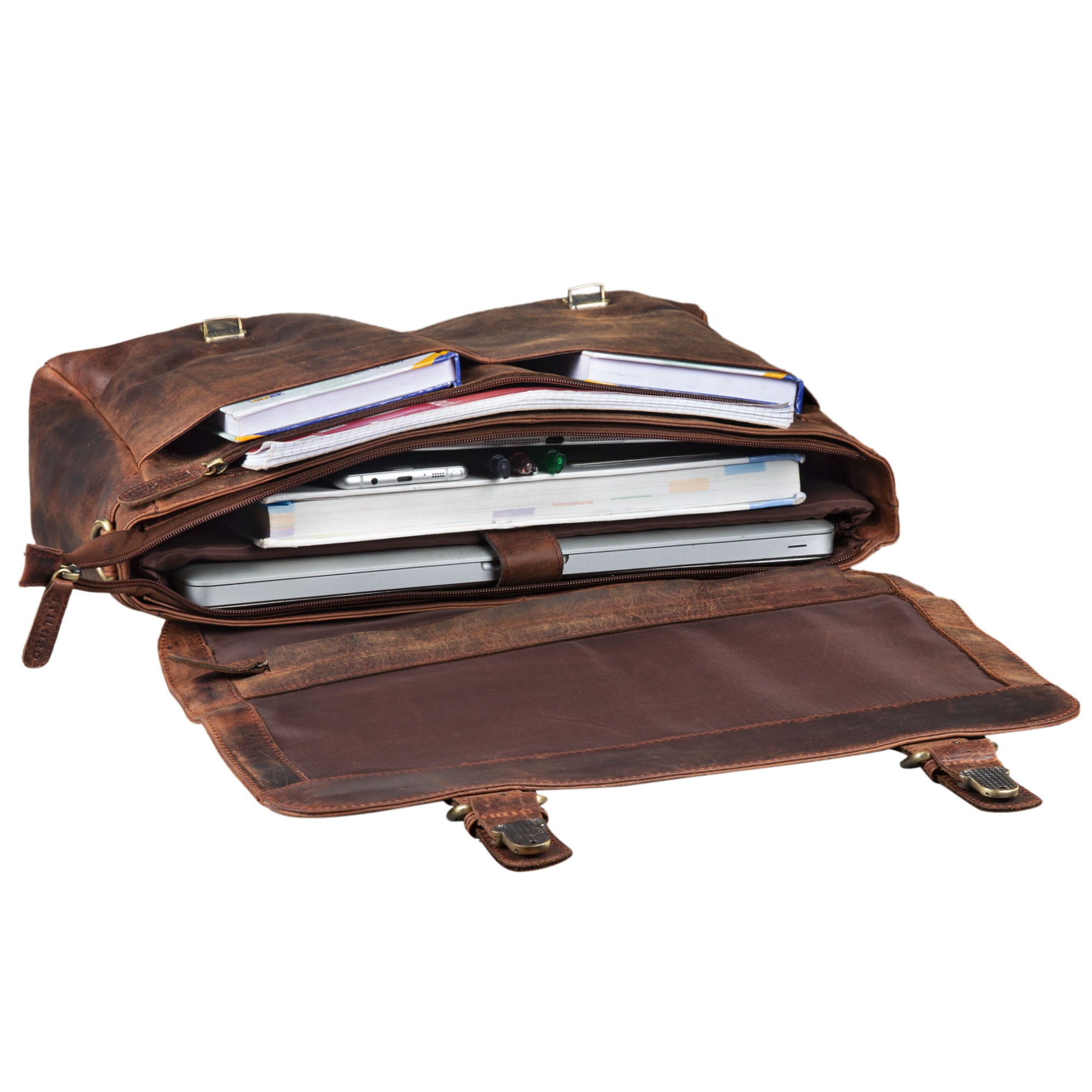 Große Business Ledertasche Herren dunkel braun