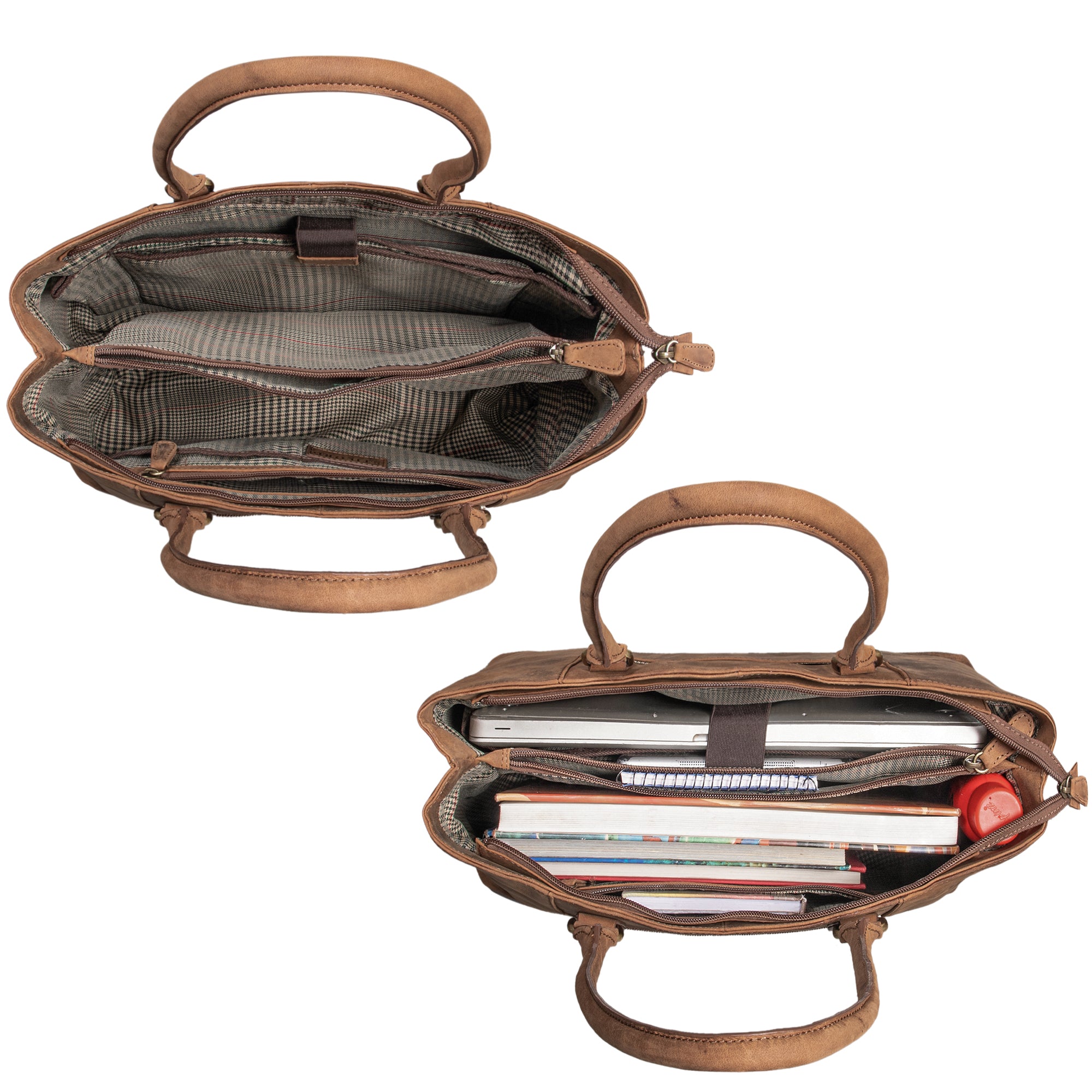 Damen Ledertasche braun Business Rauleder