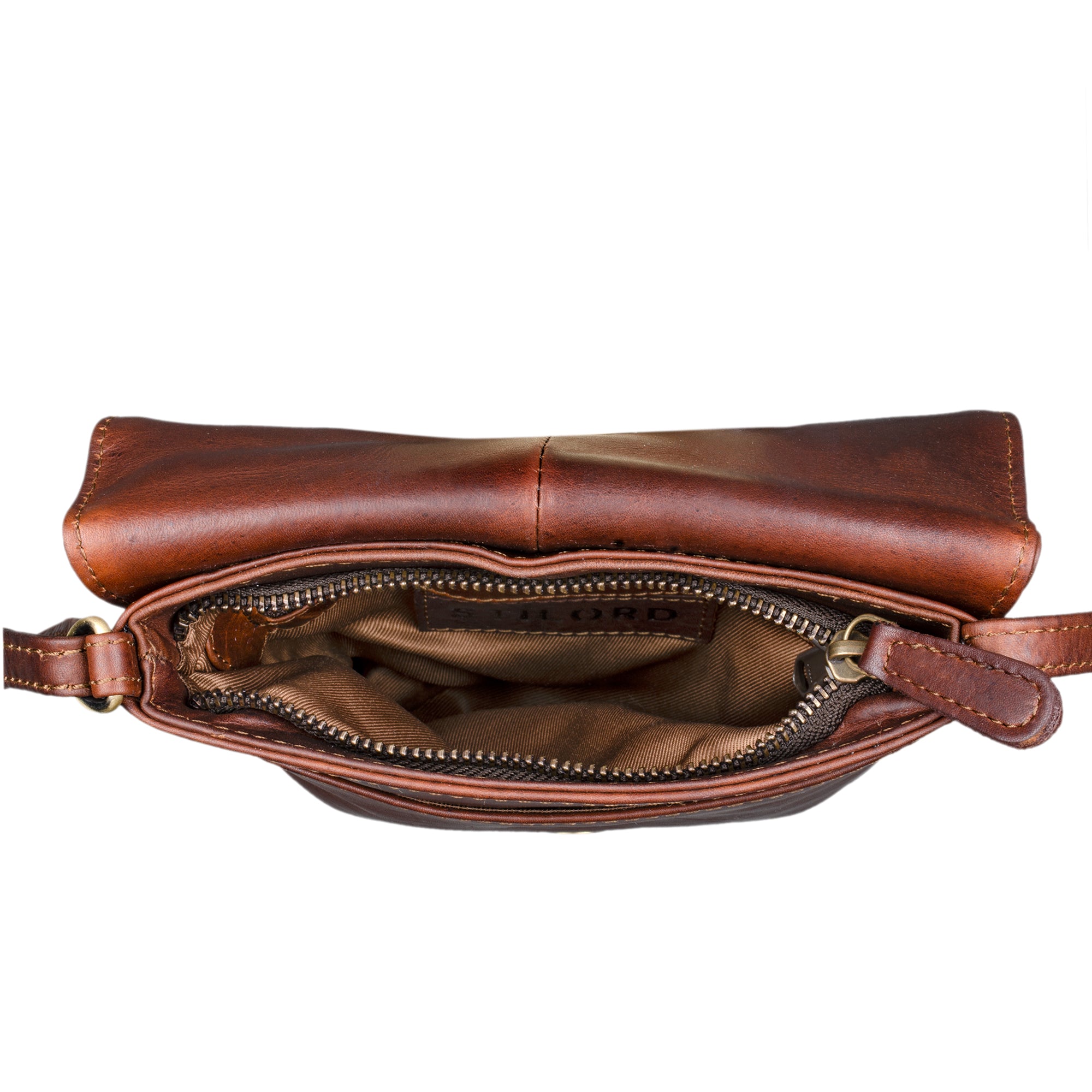 Vintage Leder Umhängetasche Damen klein braun