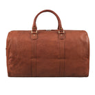 Leder Reisetasche cognac aus der Rückansicht
