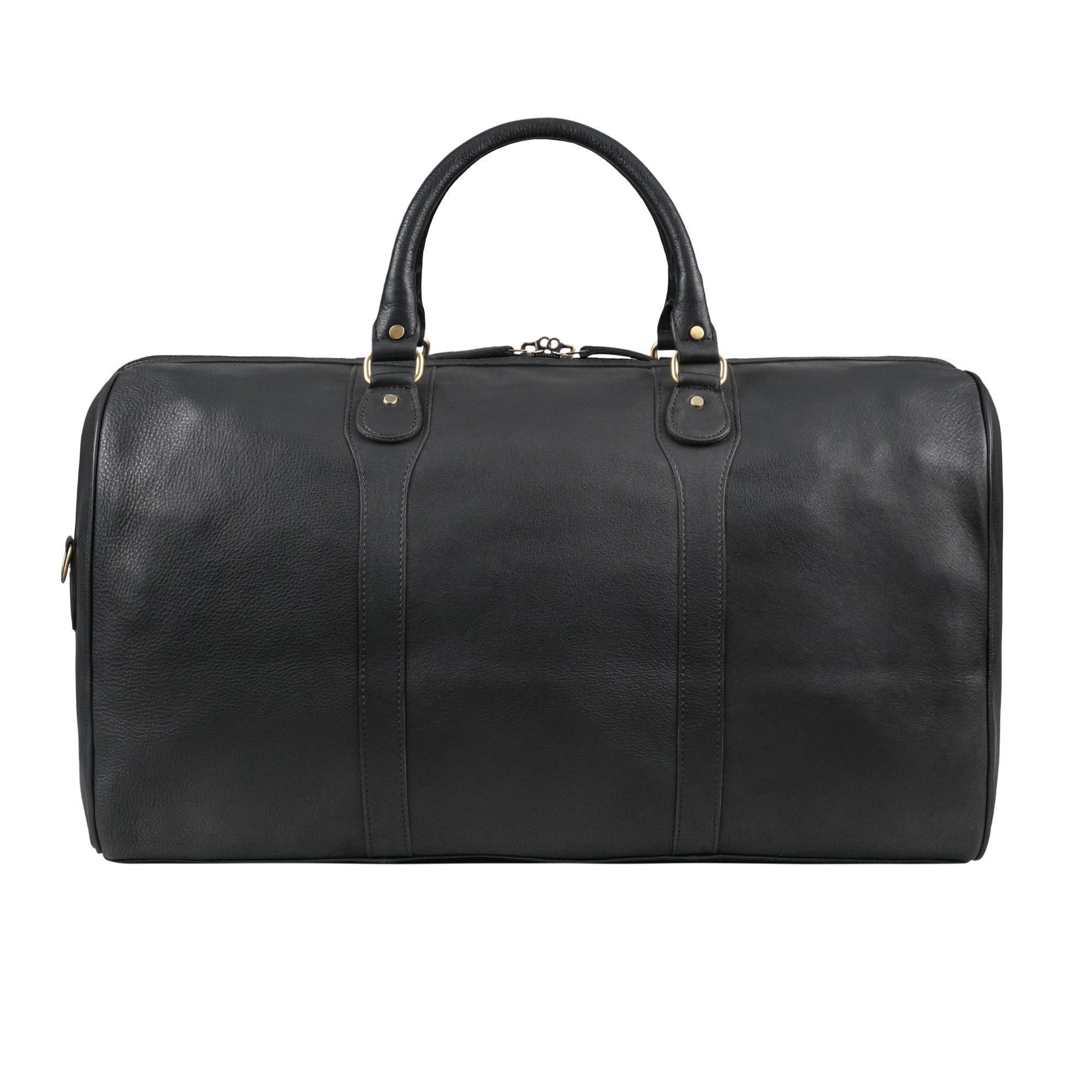 Leder Reisetasche schwarz aus der Rückansicht
