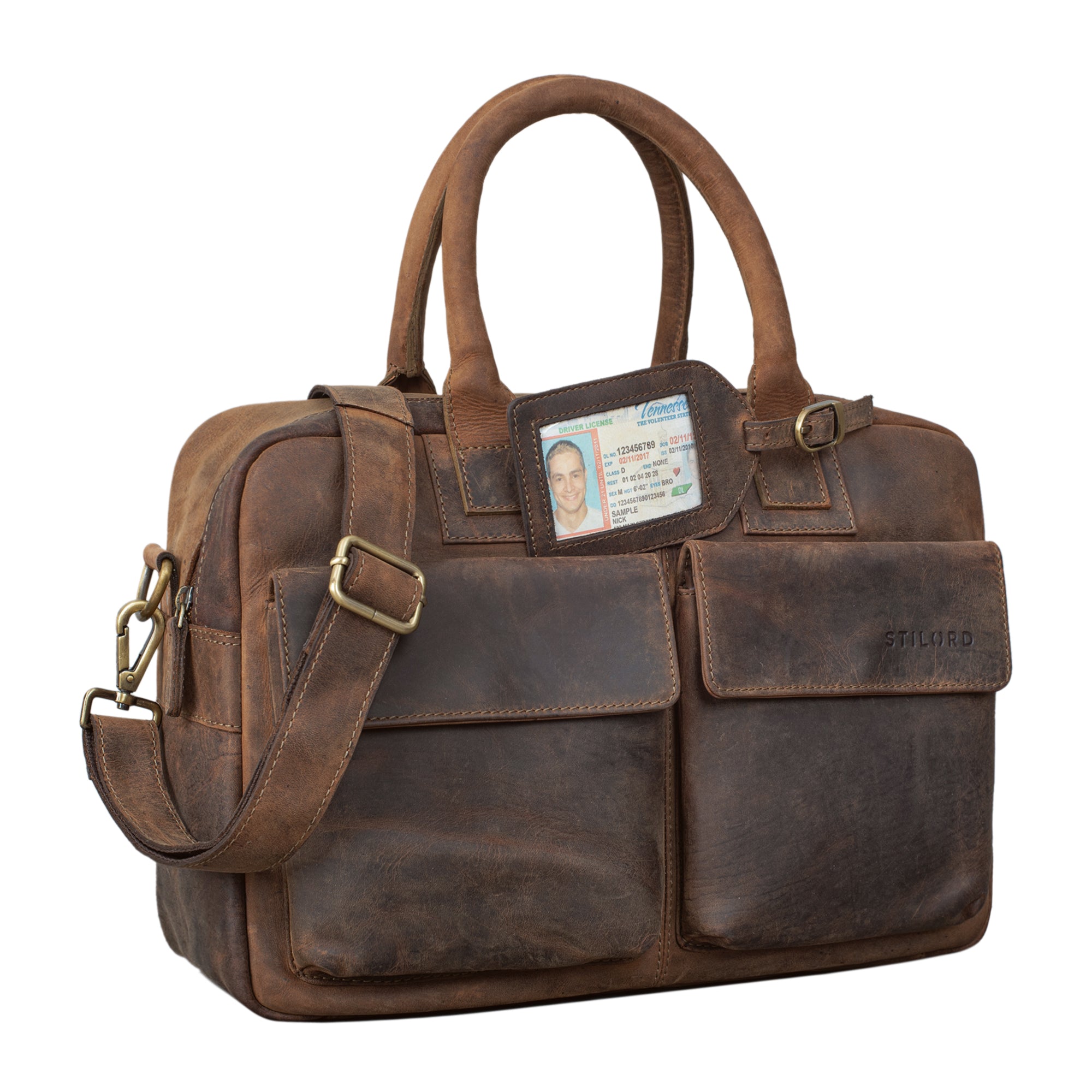 Schultertasche Herren Leder braun