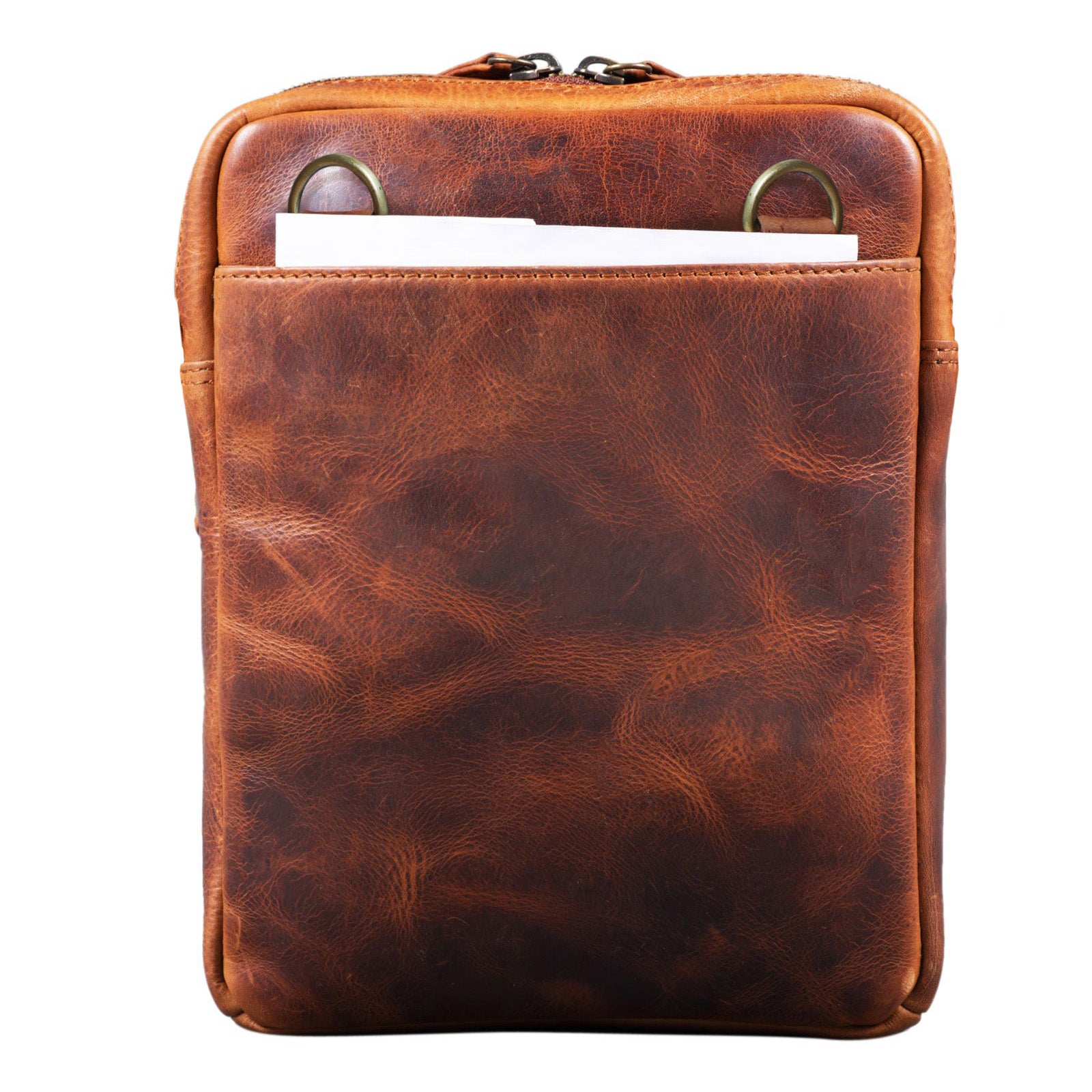 Kleine Herrenhandtasche Echtleder braun