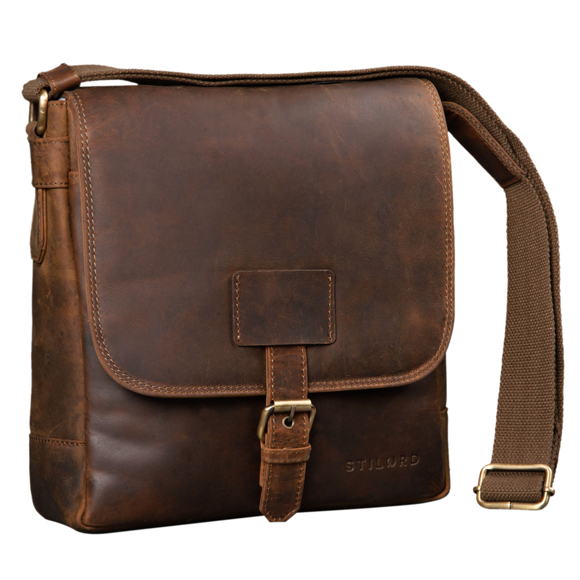 Braune Leder Schultertasche Männer Vintage