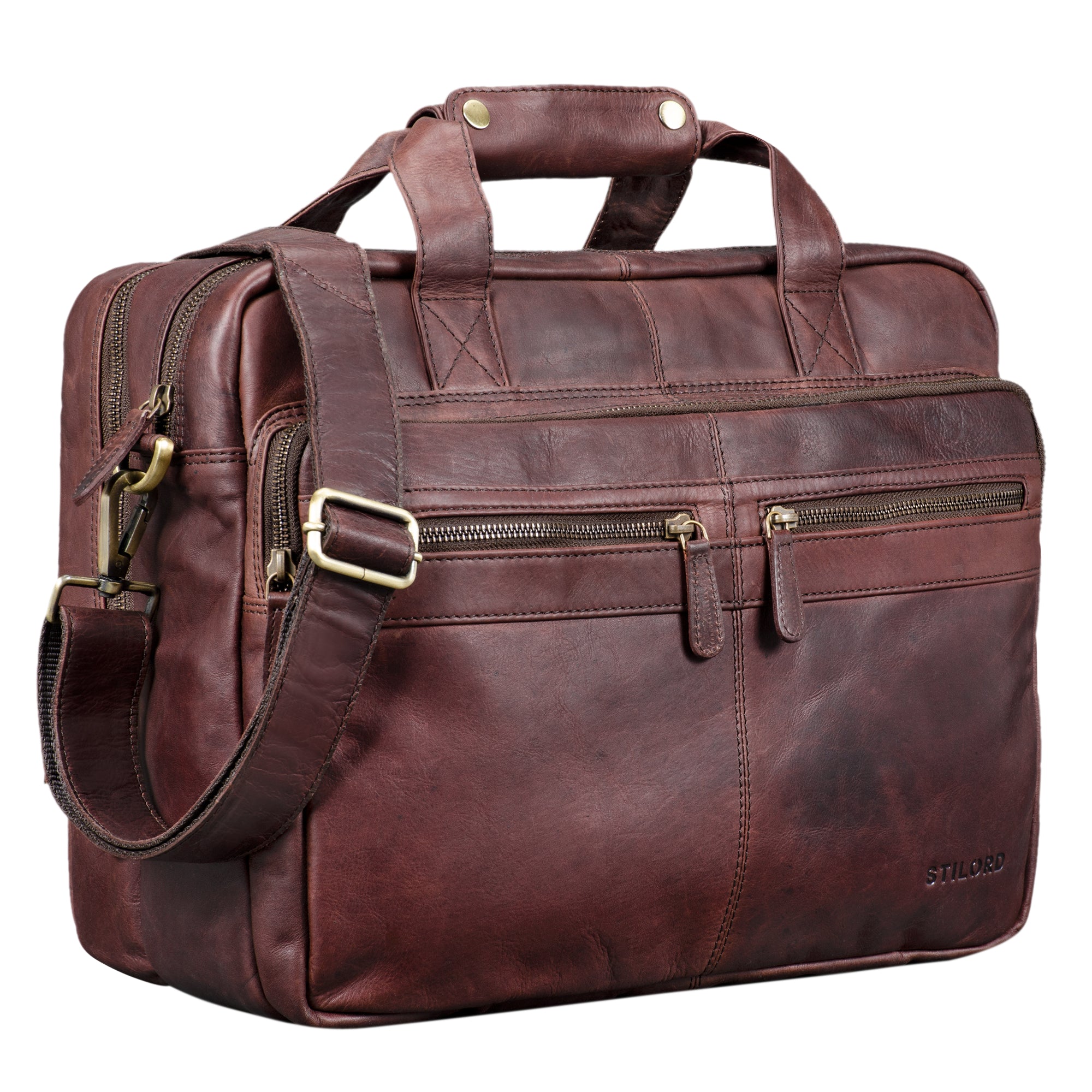 Große Arbeitstasche Herren Vintage Leder dunkelbraun