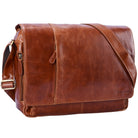 Messengerbag Laptop Leder cognac glänzend