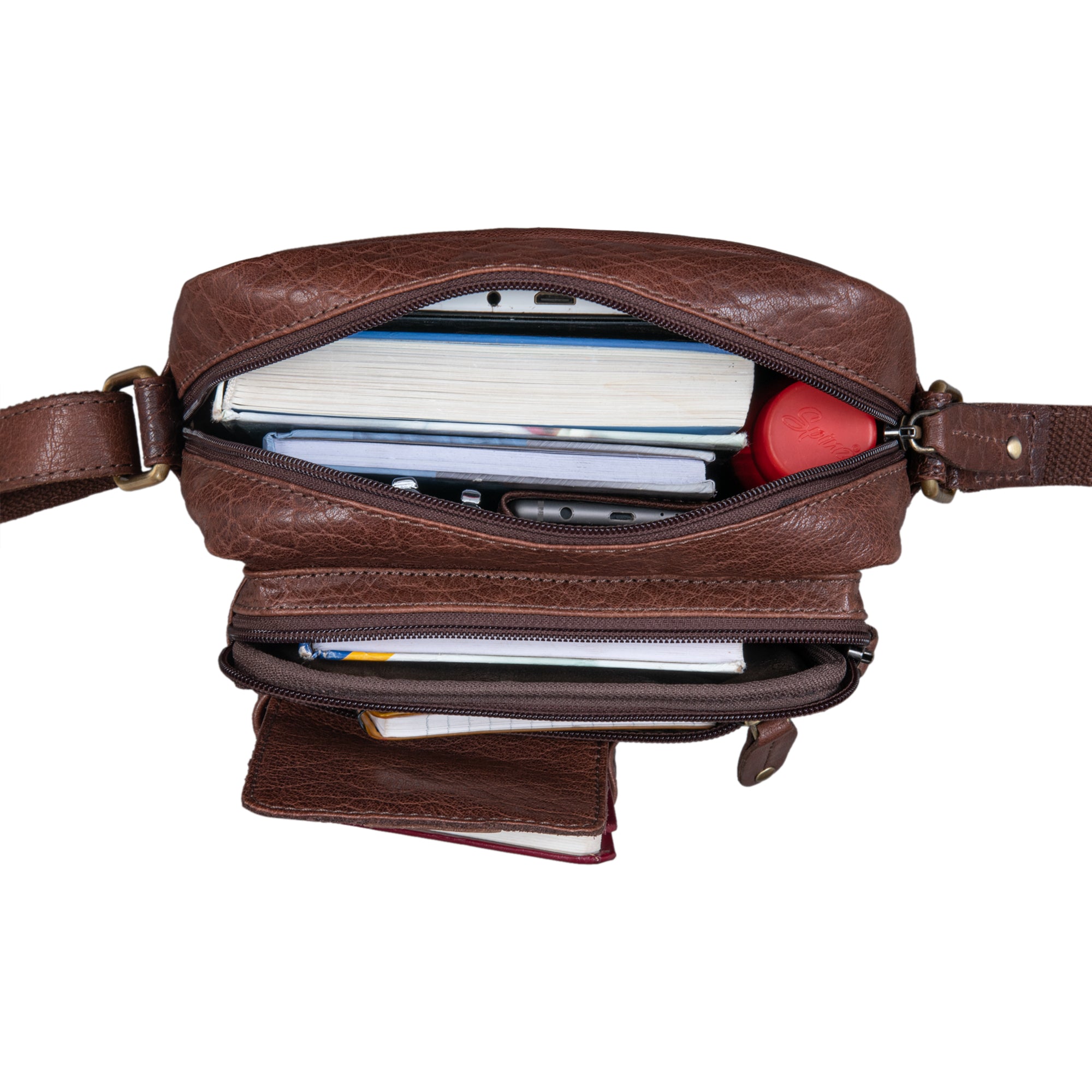 Schultertasche Leder MIttelgross braun