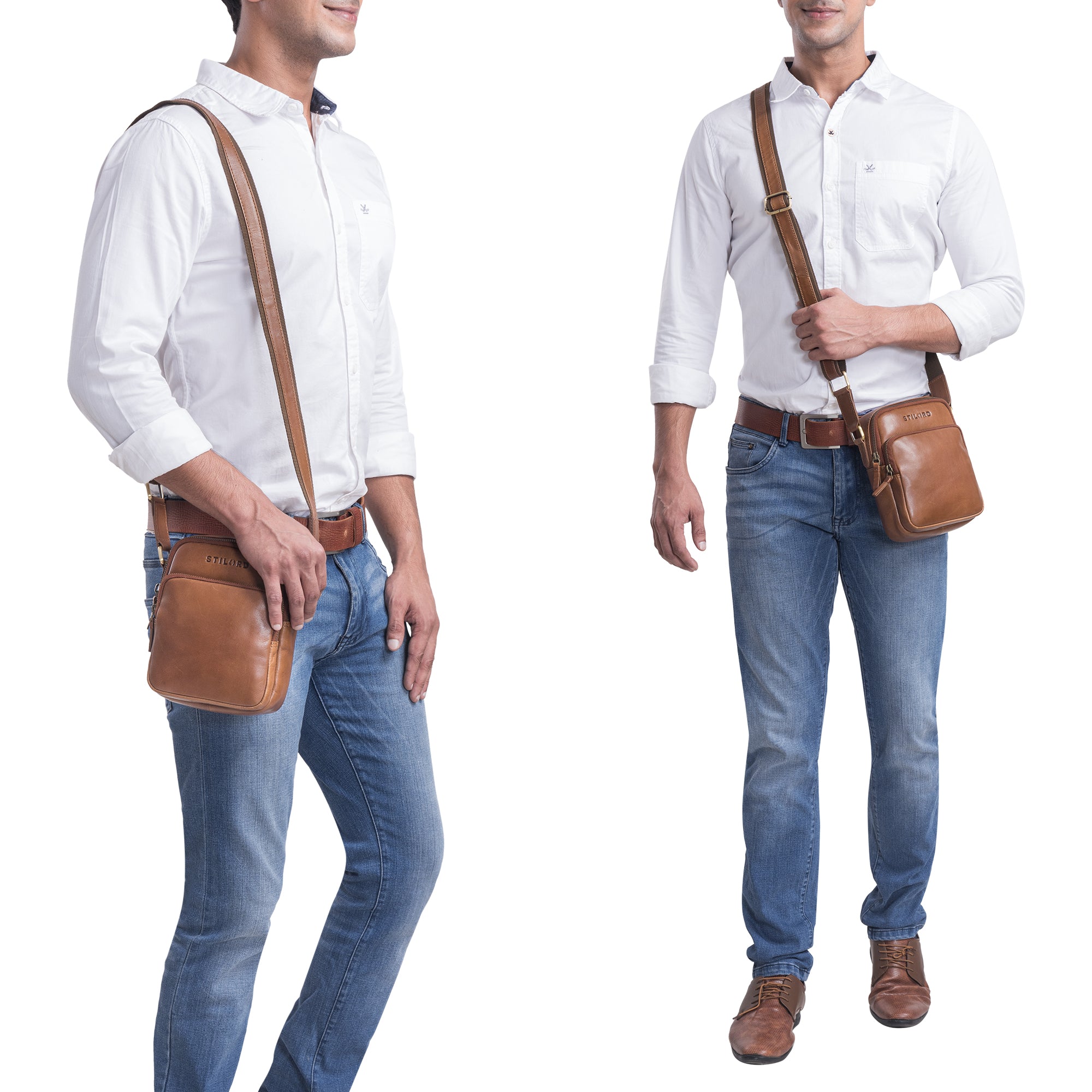 Kleine Ledertasche für Herren aus echtem Leder