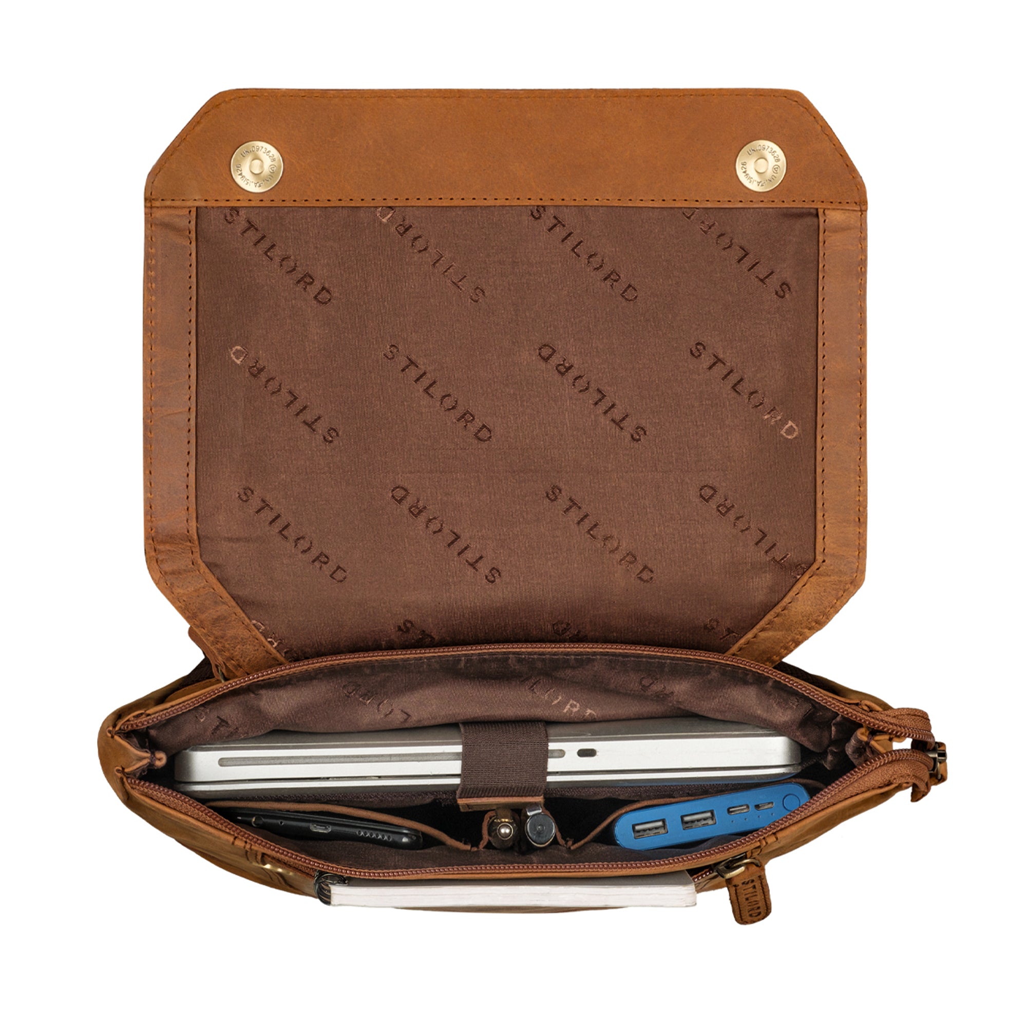 großer Rucksack Leder cognac