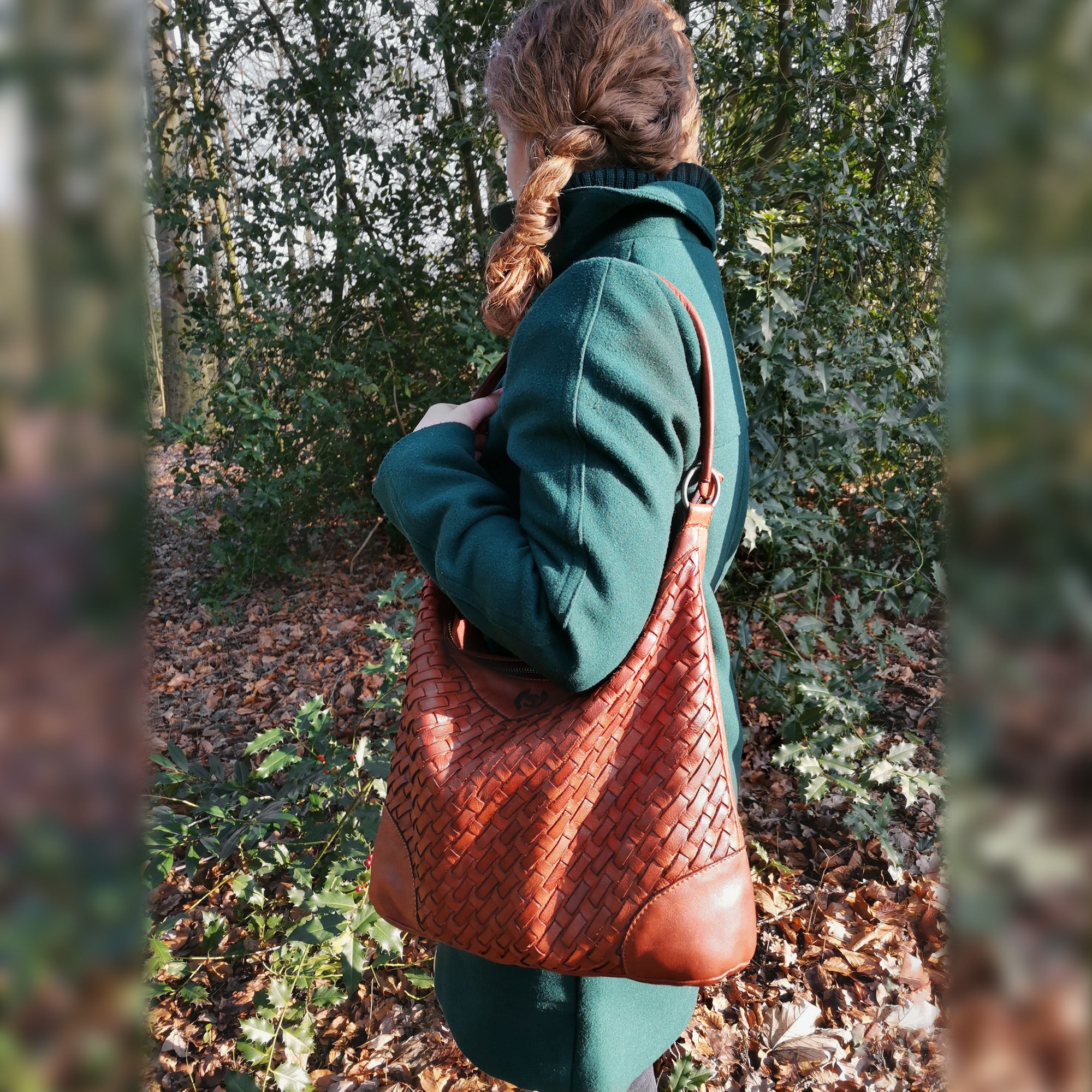 geflochtene Tasche Leder Damen
