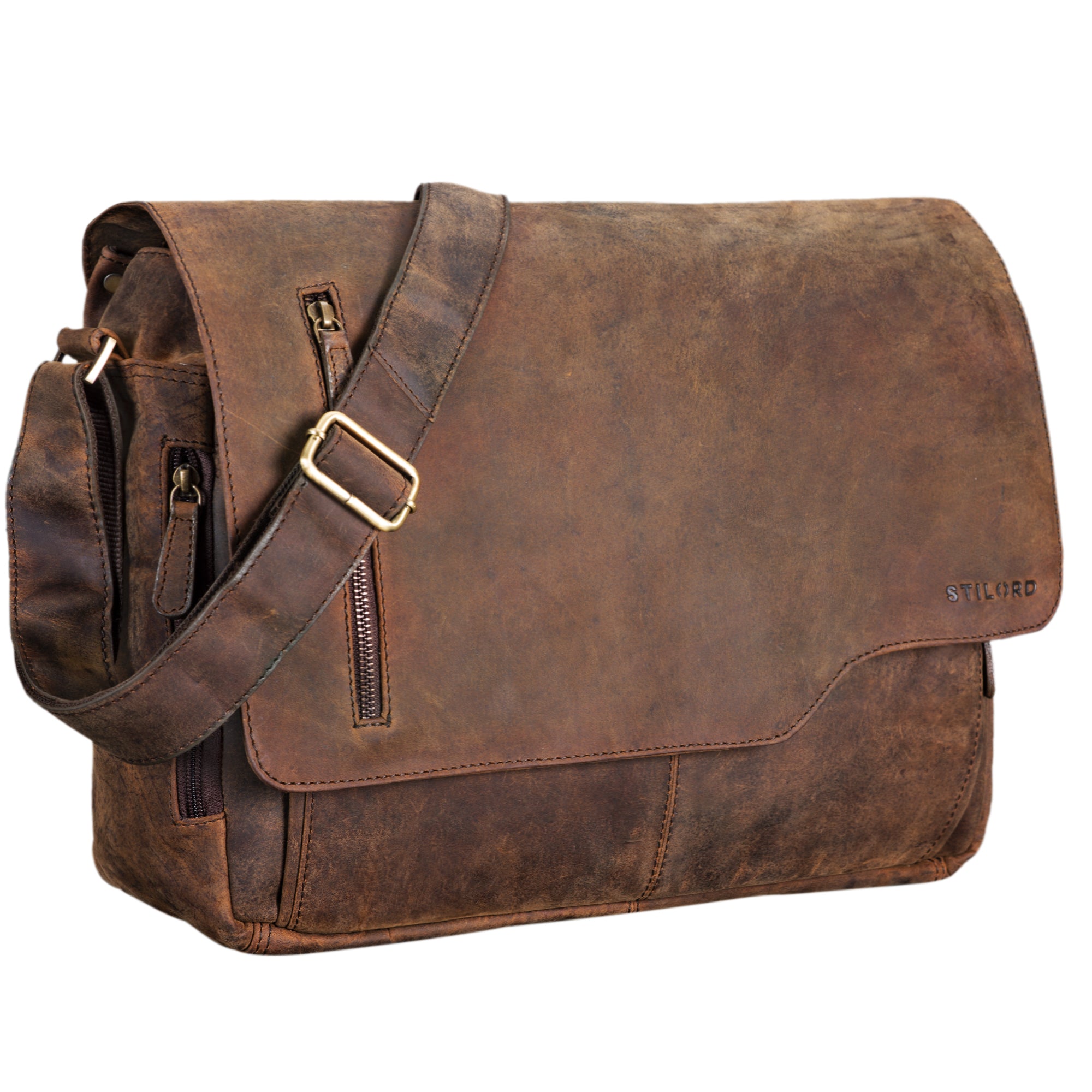 Herren Ledertasche Umhängetasche Vintage braun