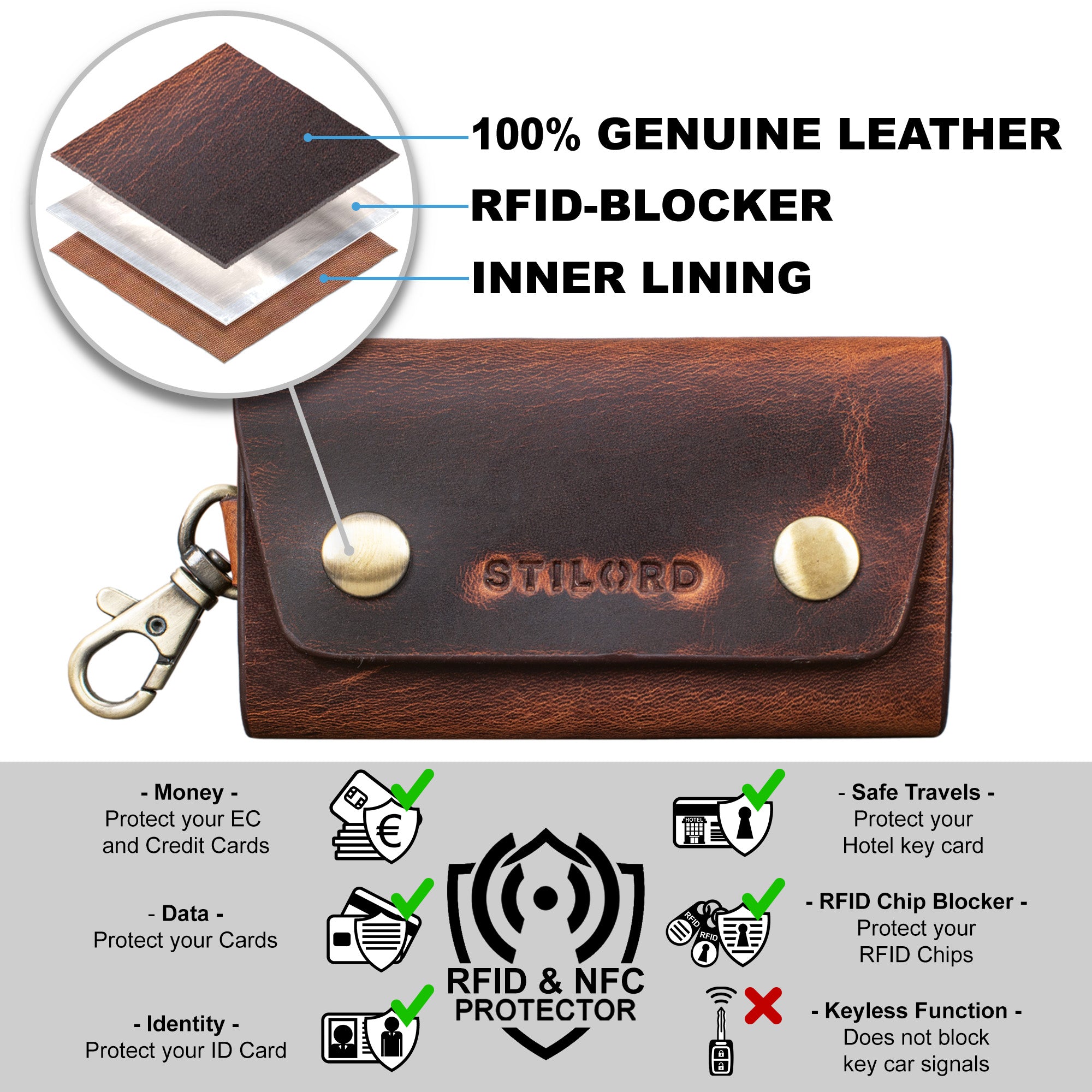 Schlüssel Tasche braun RFID