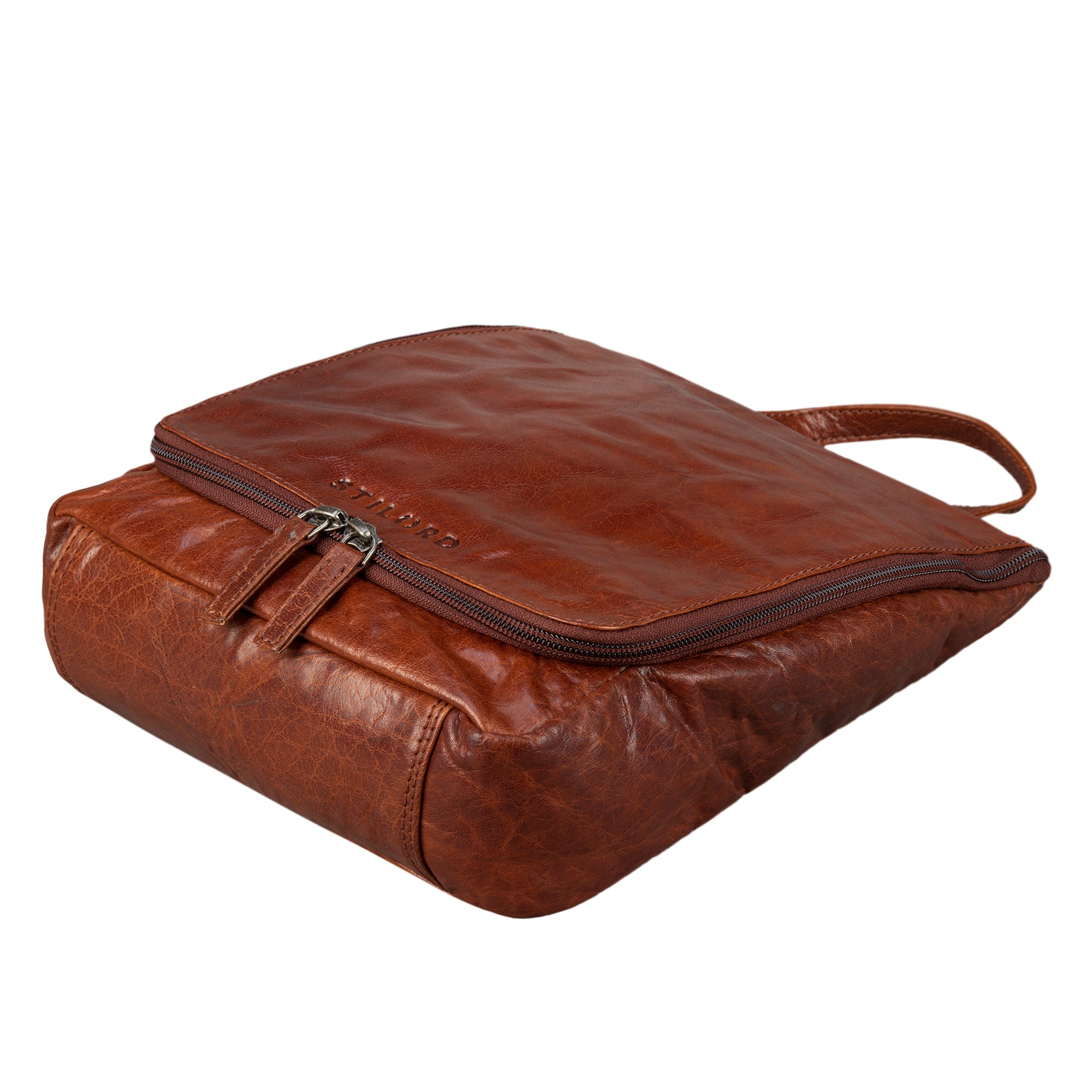 Schminktasche groß Leder braun