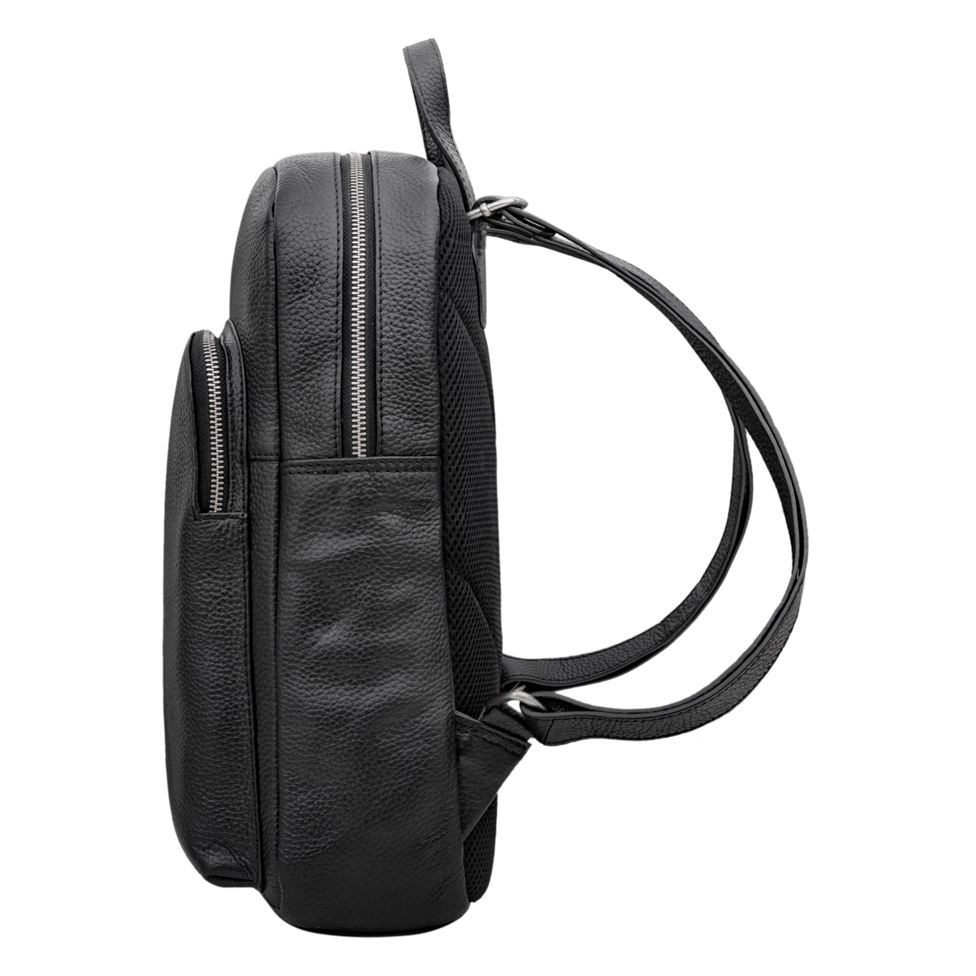 Leder Schulrucksack Herren schwarz