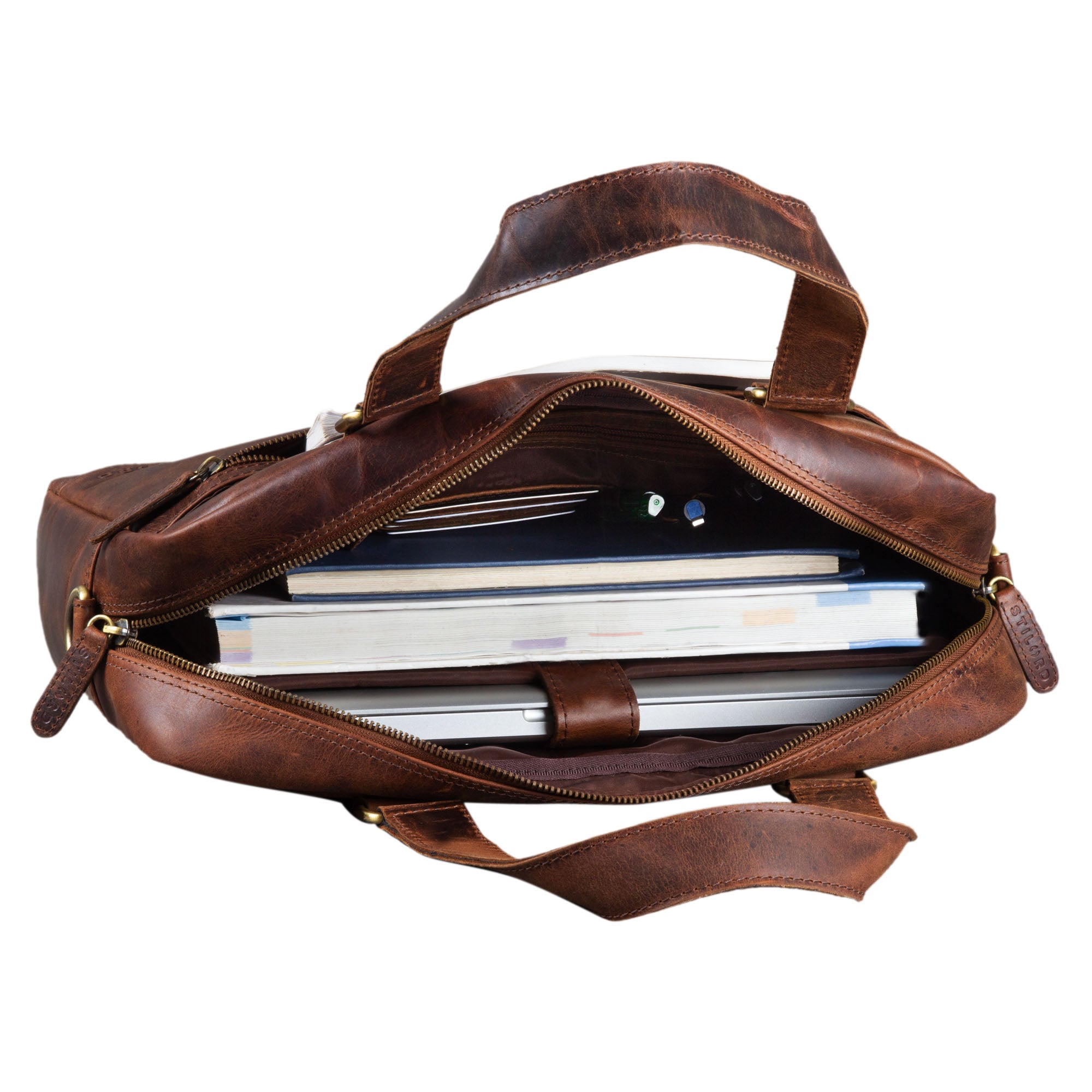 Leder Herrentasche Schultertasche dunkel braun