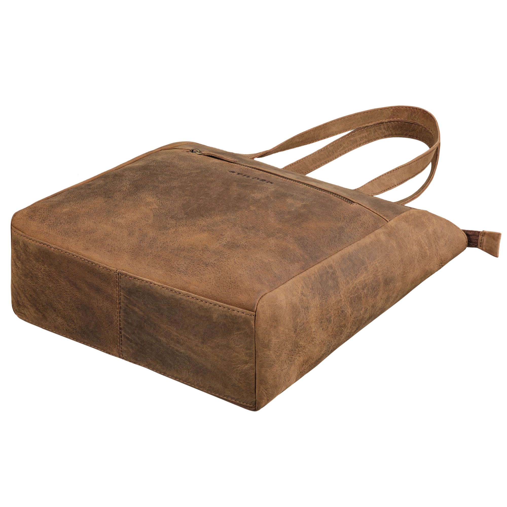 Große Schultertasche Leder braun mit langen Henkeln