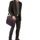 Leder Schultertasche dunkel braun