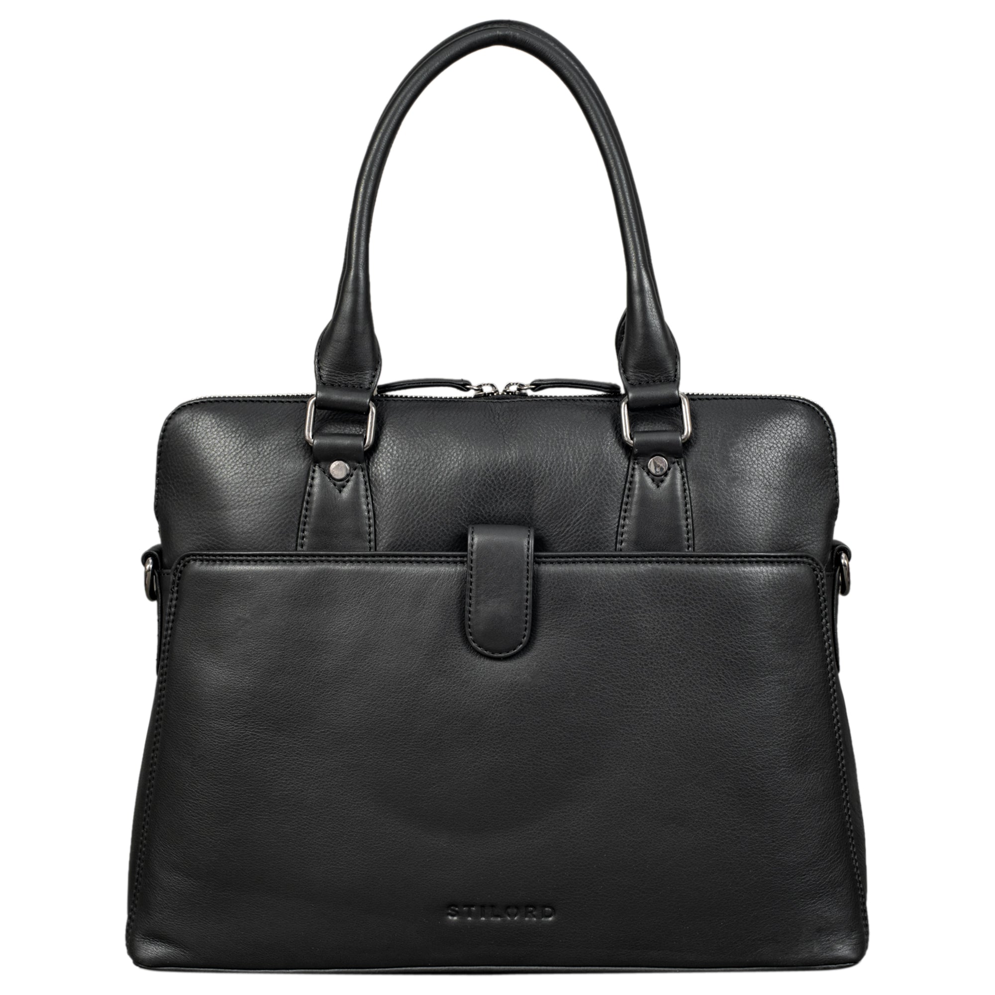 Damen Schultertasche Leder schwarz