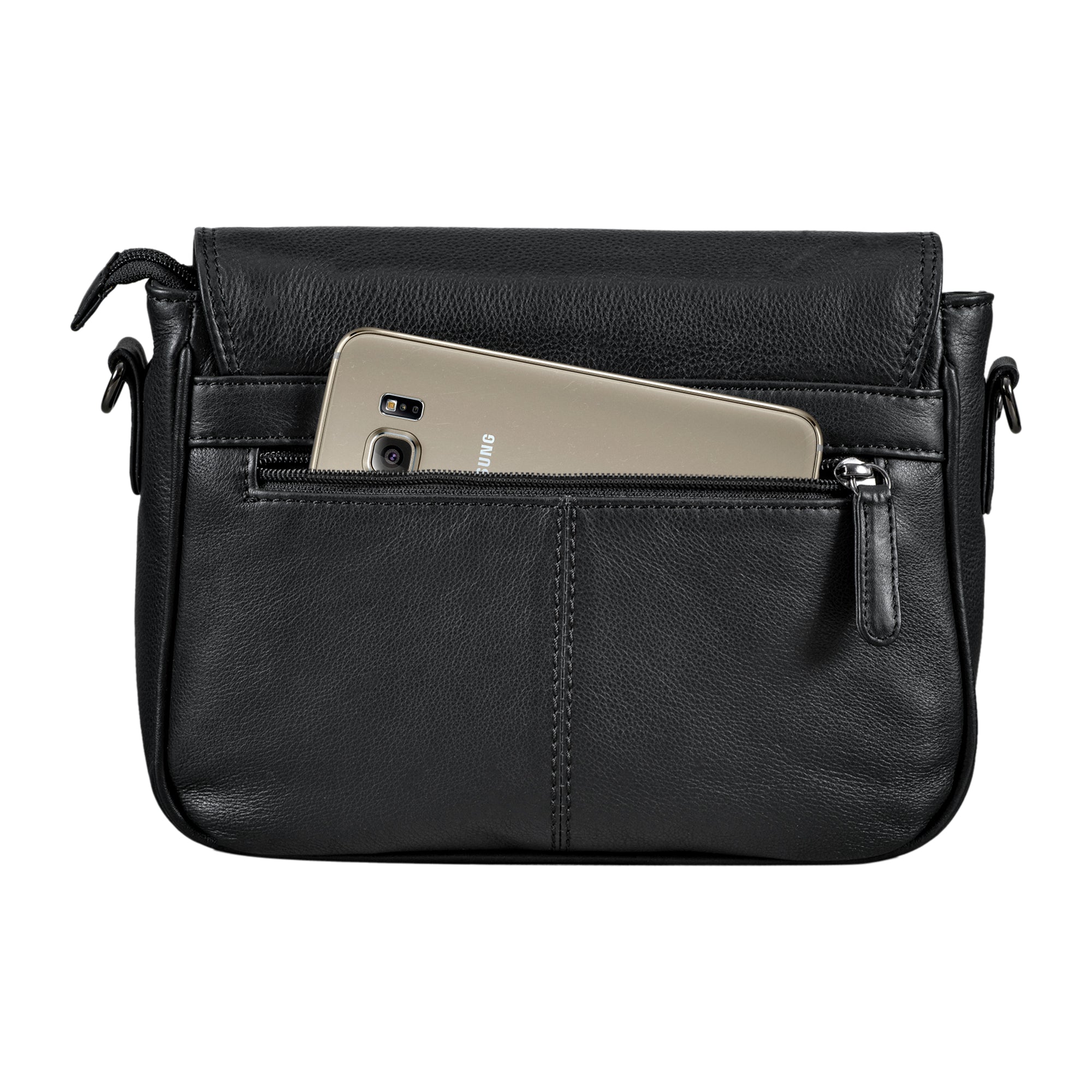Leder Handtasche Damen schwarz