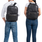 Echtleder Rucksack schwarz Damen Herren Groß