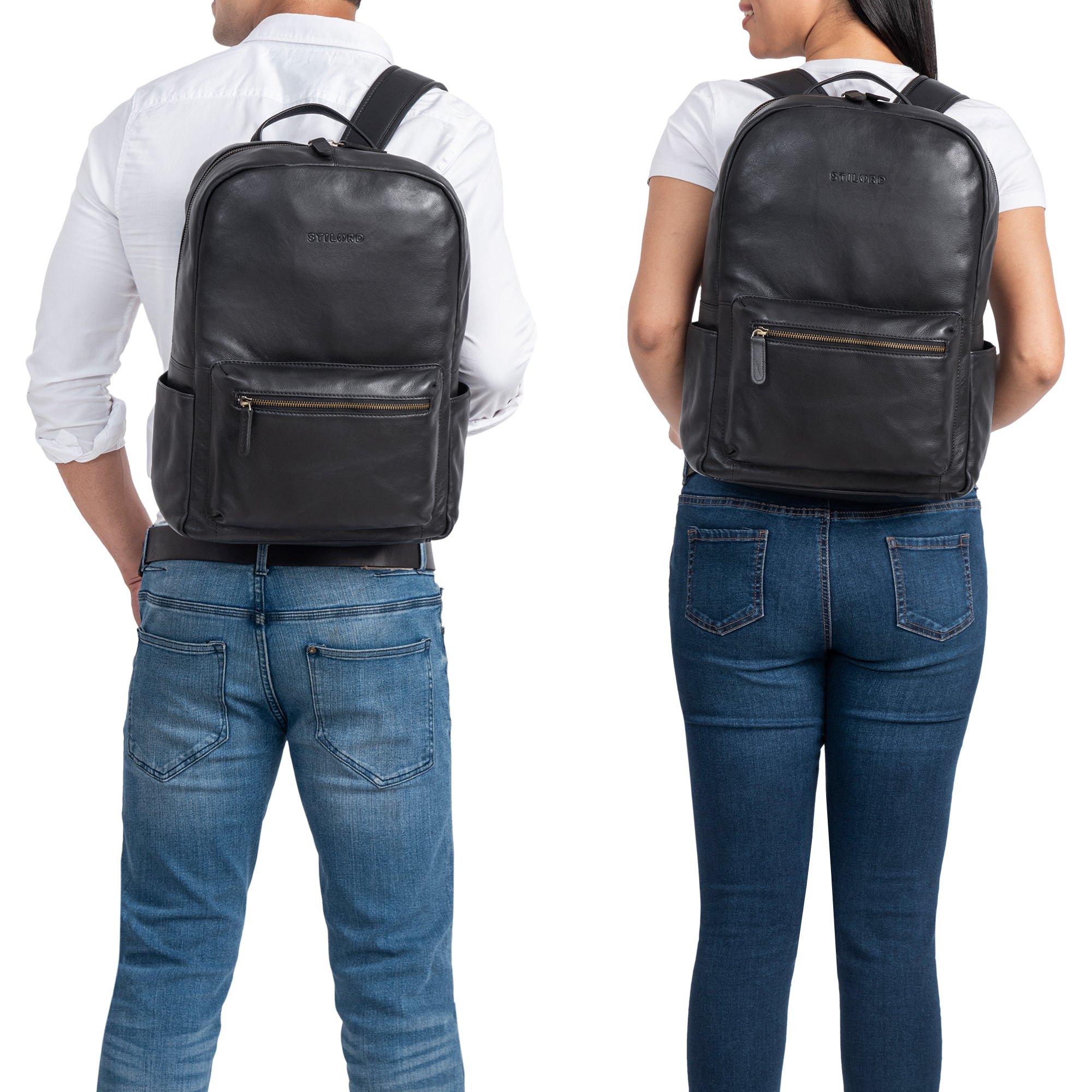 Echtleder Rucksack schwarz Damen Herren Groß