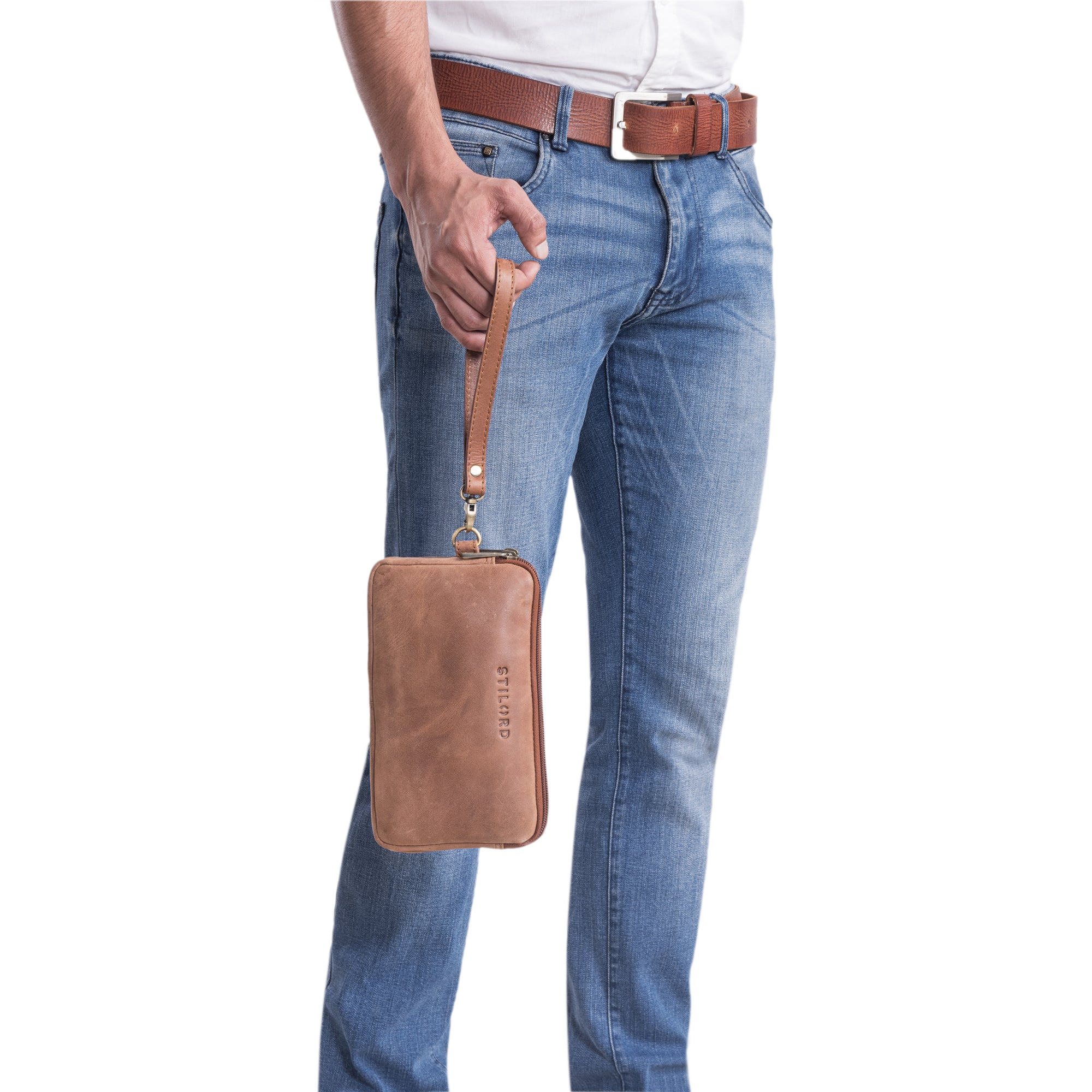 Minimalistische Lederhandgelenktasche