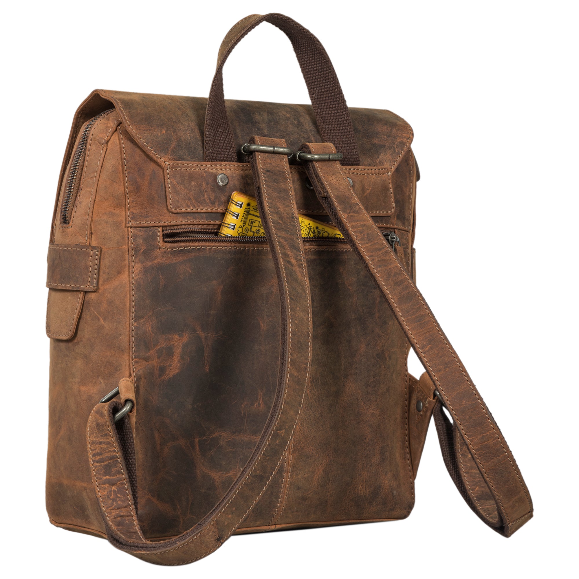 Business Rucksack Leder braun mit verstellbaren Schultergurten