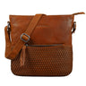 Umhängetasche damen Cognac leder geflochten