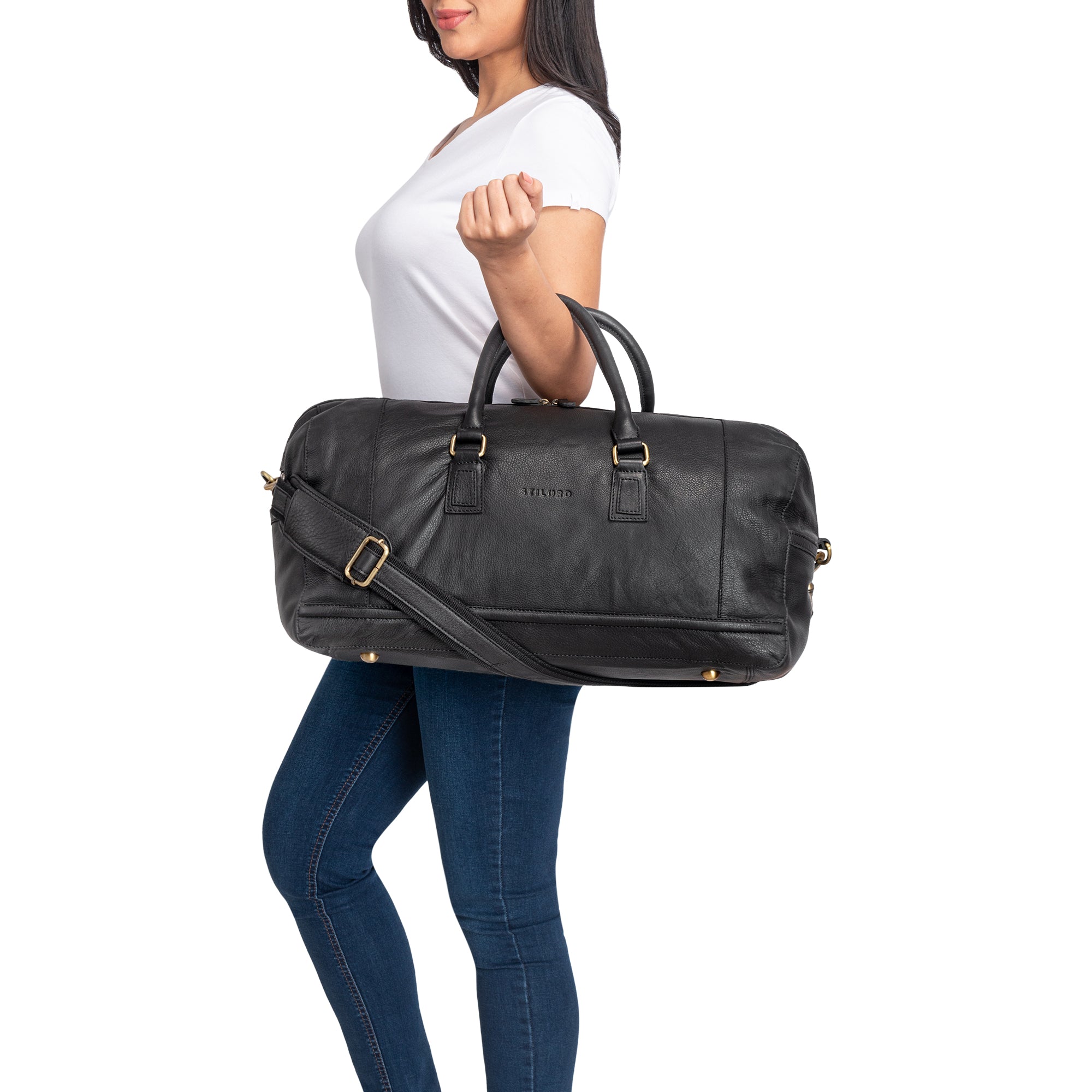 Leder Reisetaschen Damen schwarz